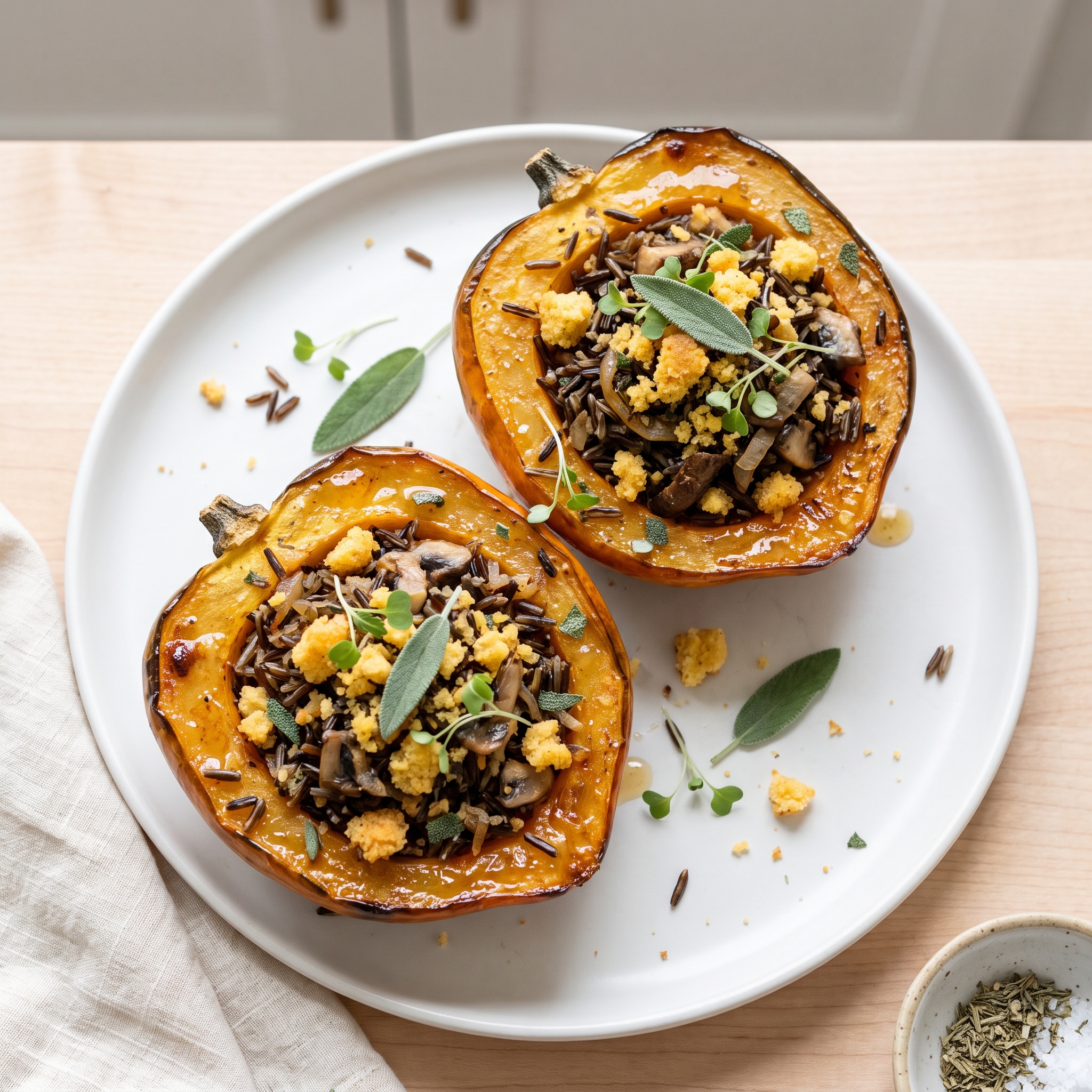 Acorn Squash Filled with Wild Rice Stuffing