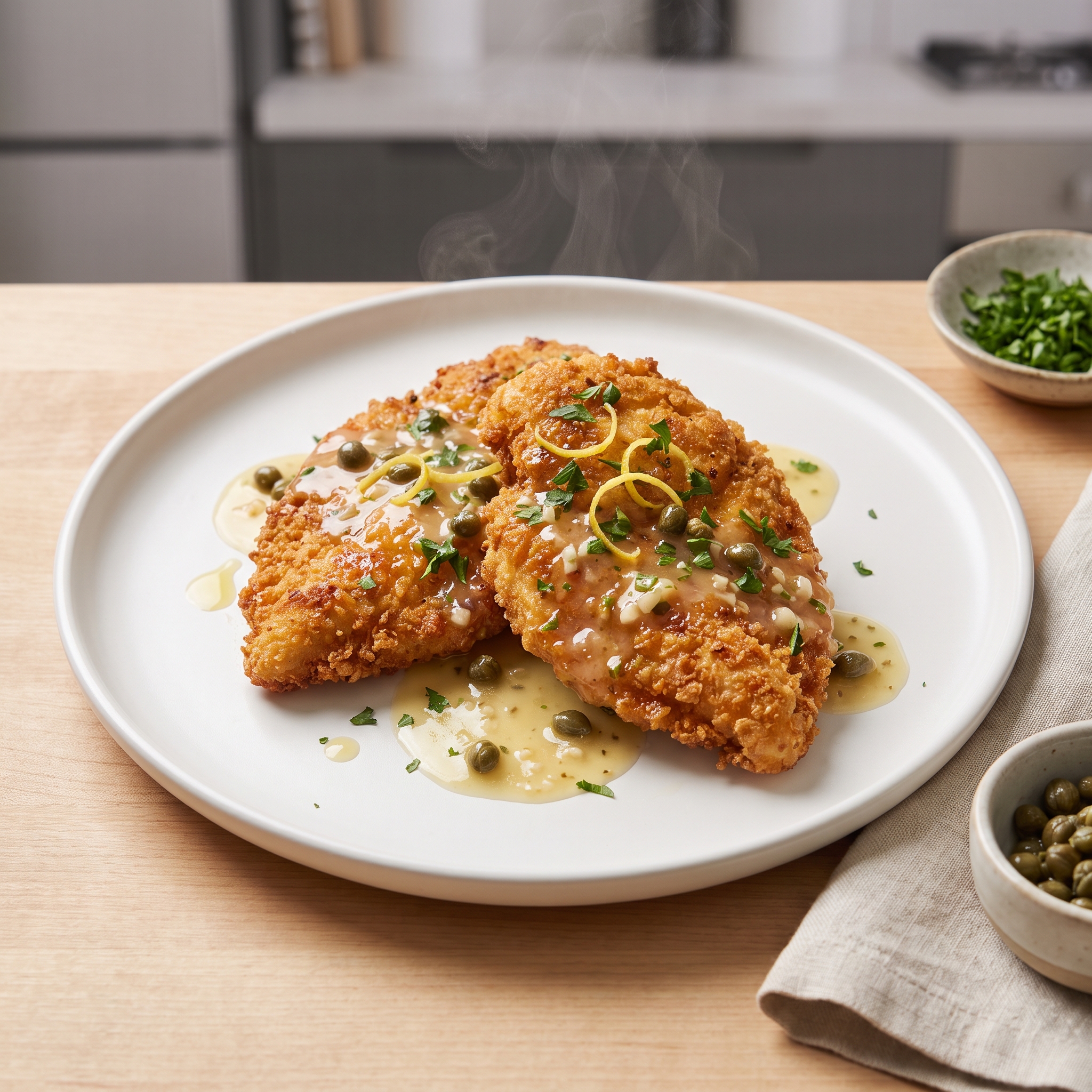 Air-Fried Chicken Piccata with Bright Lemon-Caper Pan Sauce