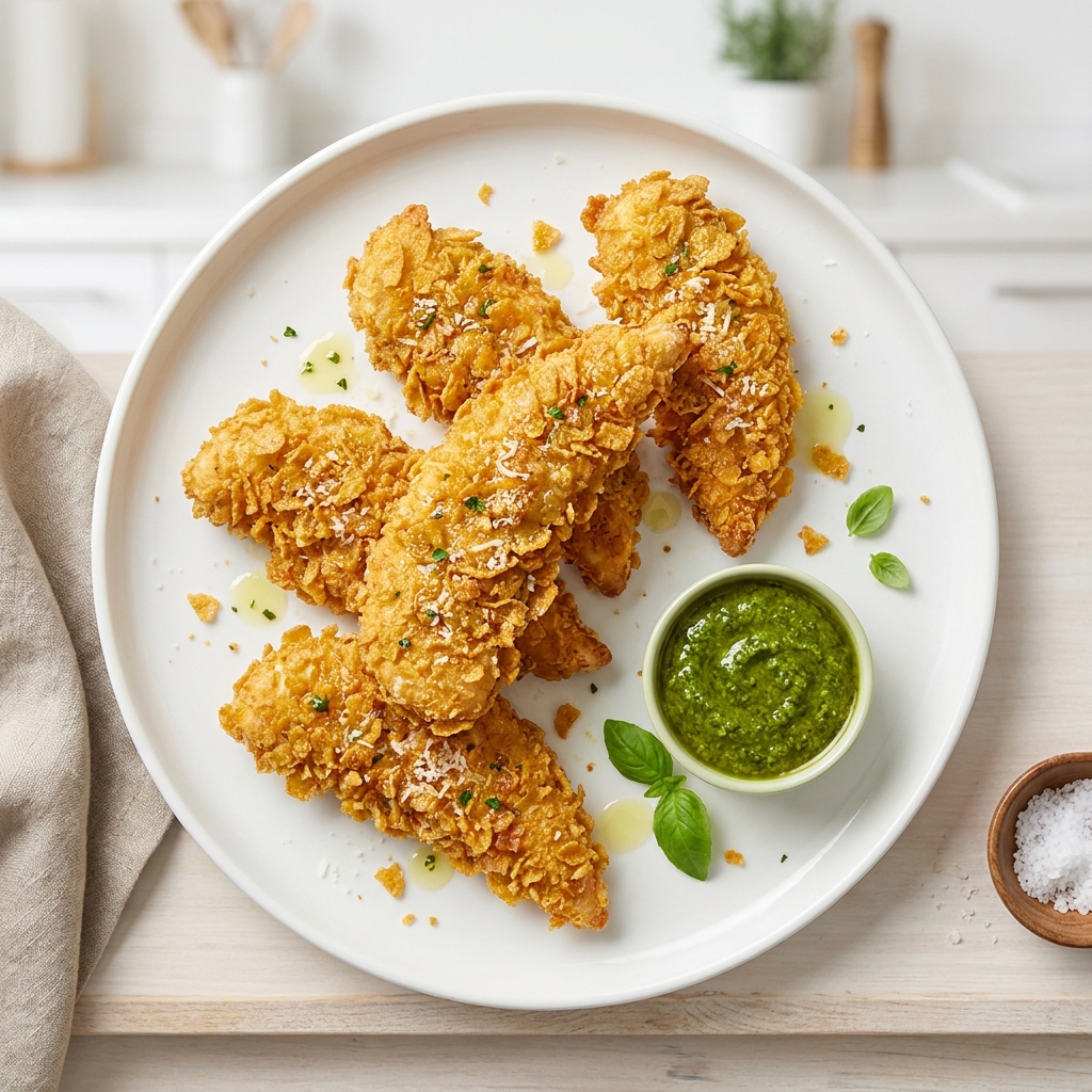 Air-Fried Cornflake Parmesan Chicken Tenders