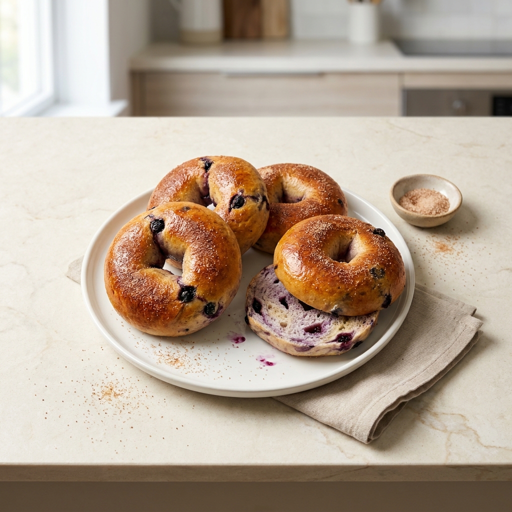 Air Fryer Blueberry Bagels with 2-Ingredient Dough