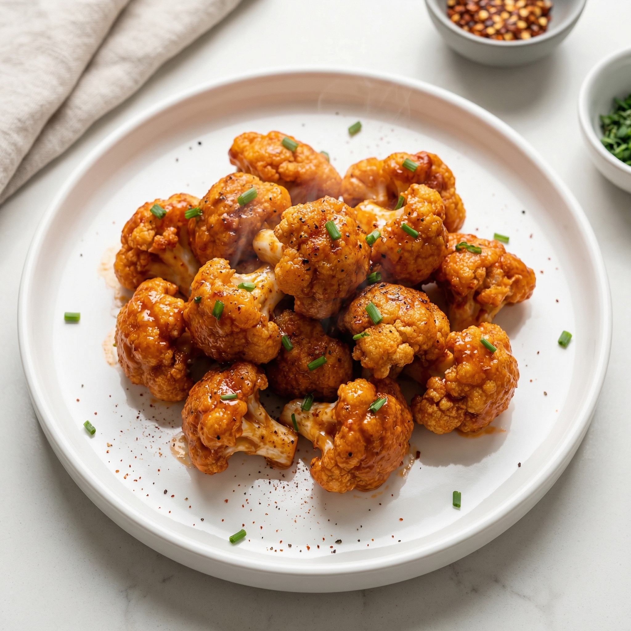 Crispy Air-Fried Buffalo Cauliflower (Vegan)