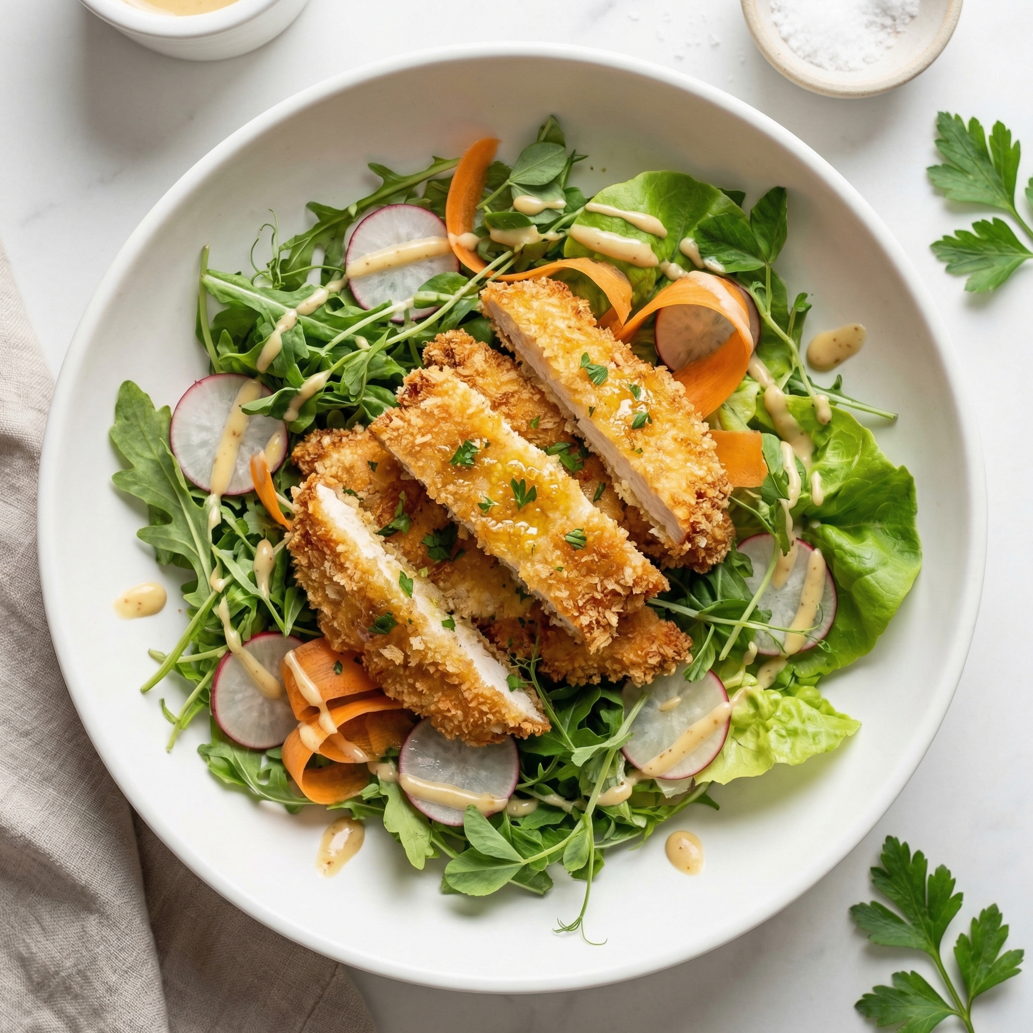 Crispy Chicken Salad with Yummy Honey Mustard Dressing