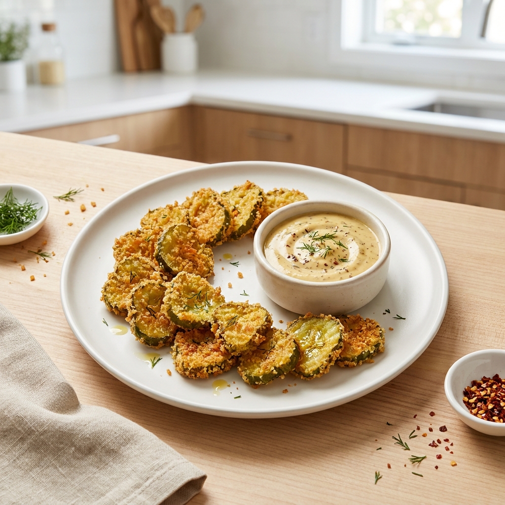Air Fryer Crispy Pickle Chips with Creole Dipping Sauce