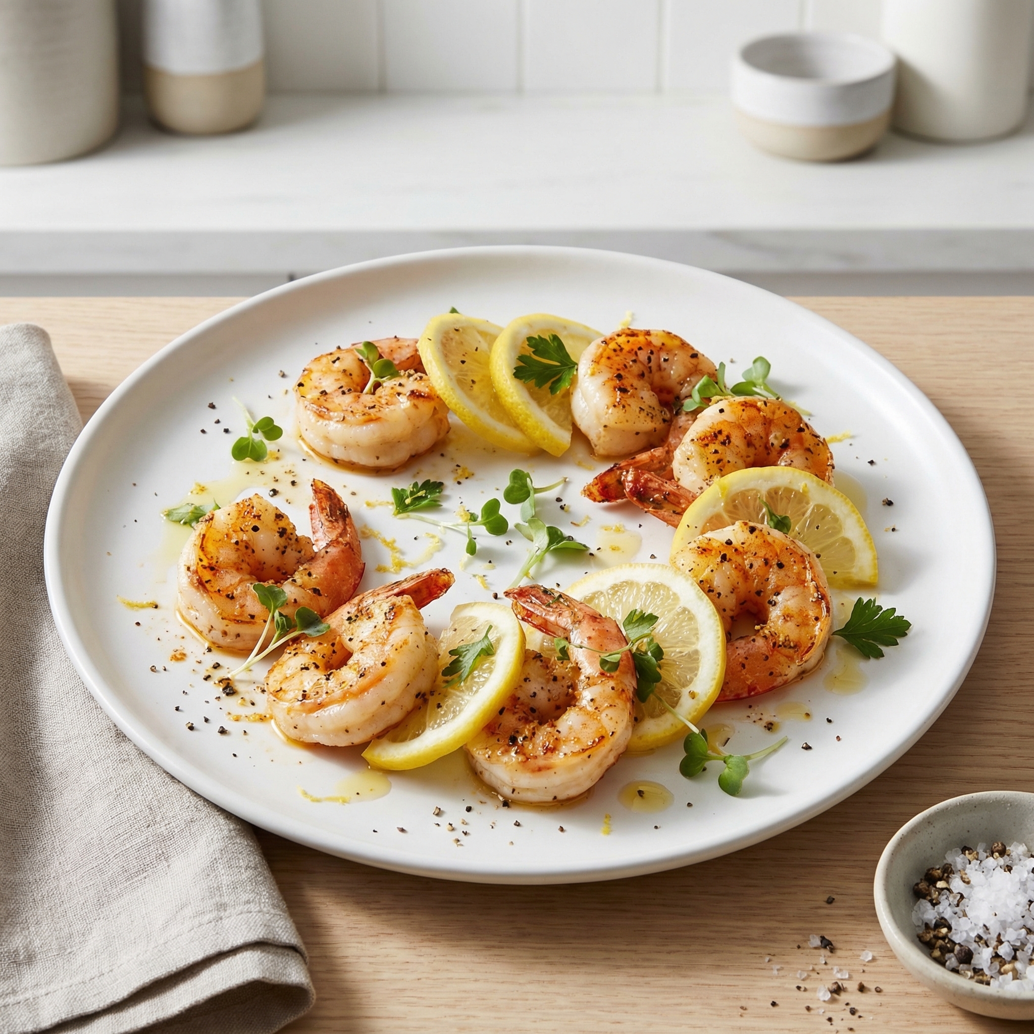 Crisp Air-Fried Lemon Pepper Shrimp