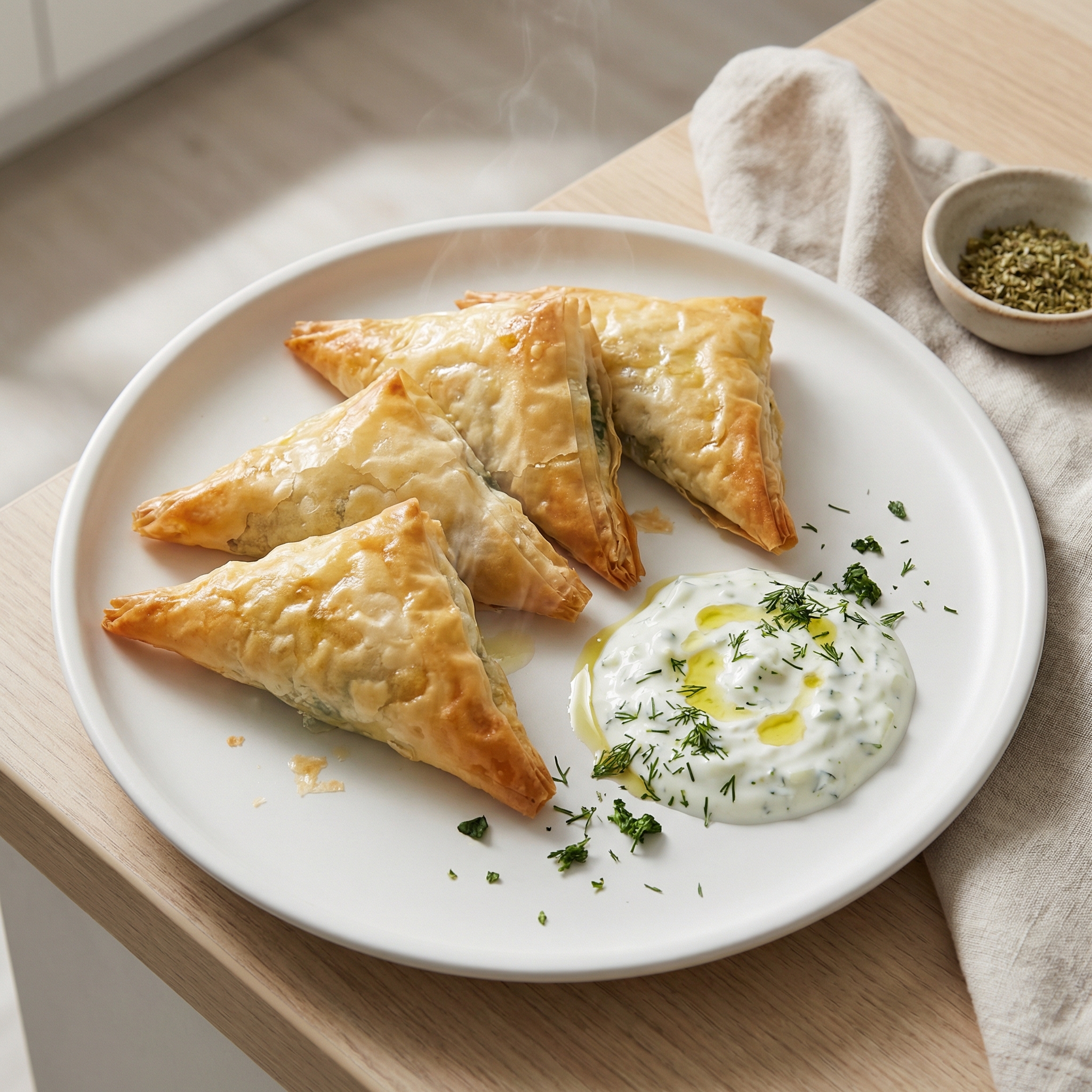 Air-Fried Spinach and Feta Phyllo Triangles