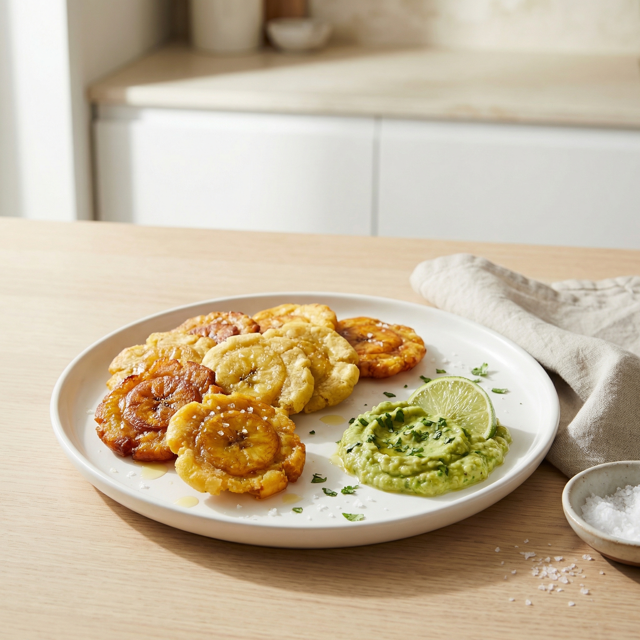 Air Fryer Tostones with Green Plantains