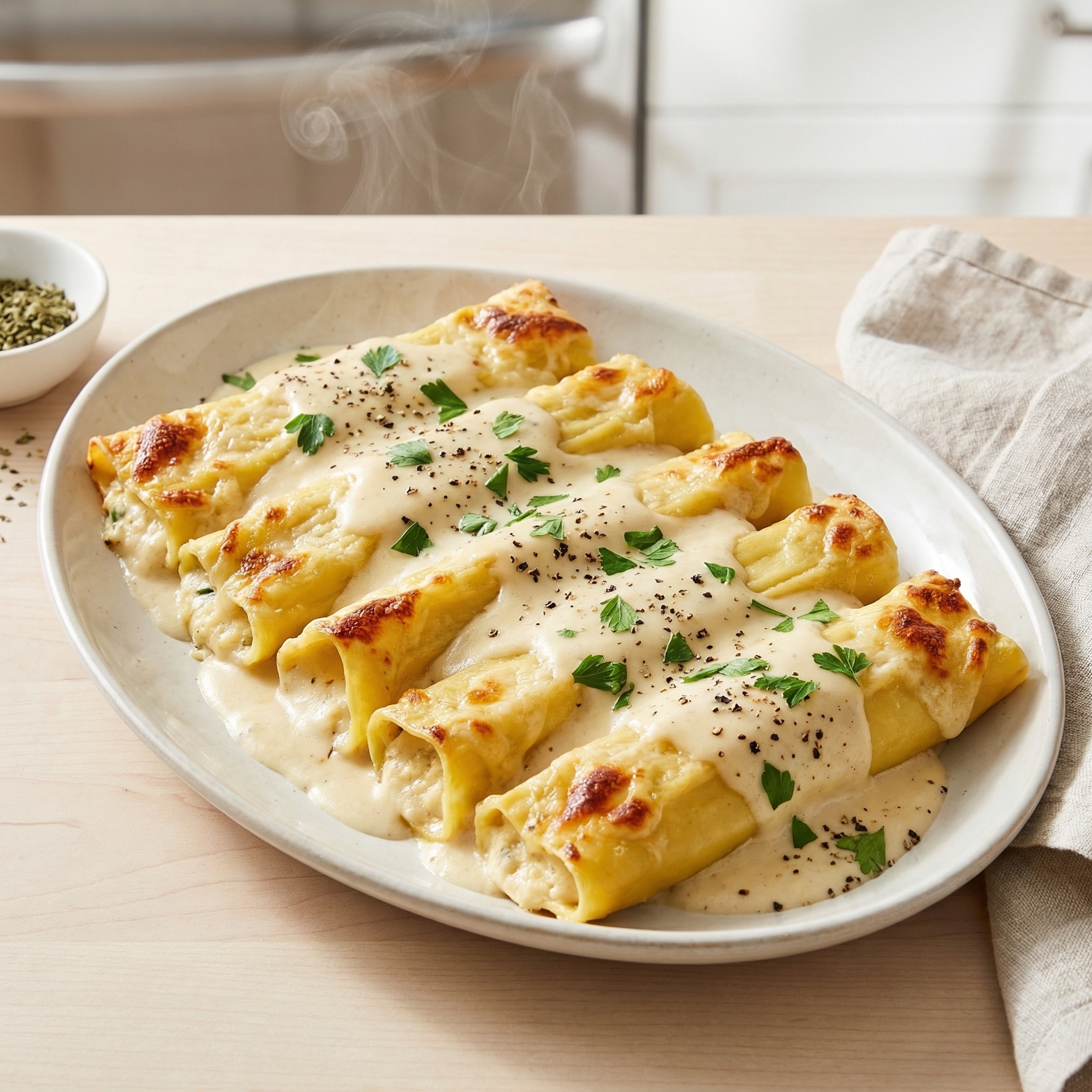 Easy Chicken Stuffed Manicotti