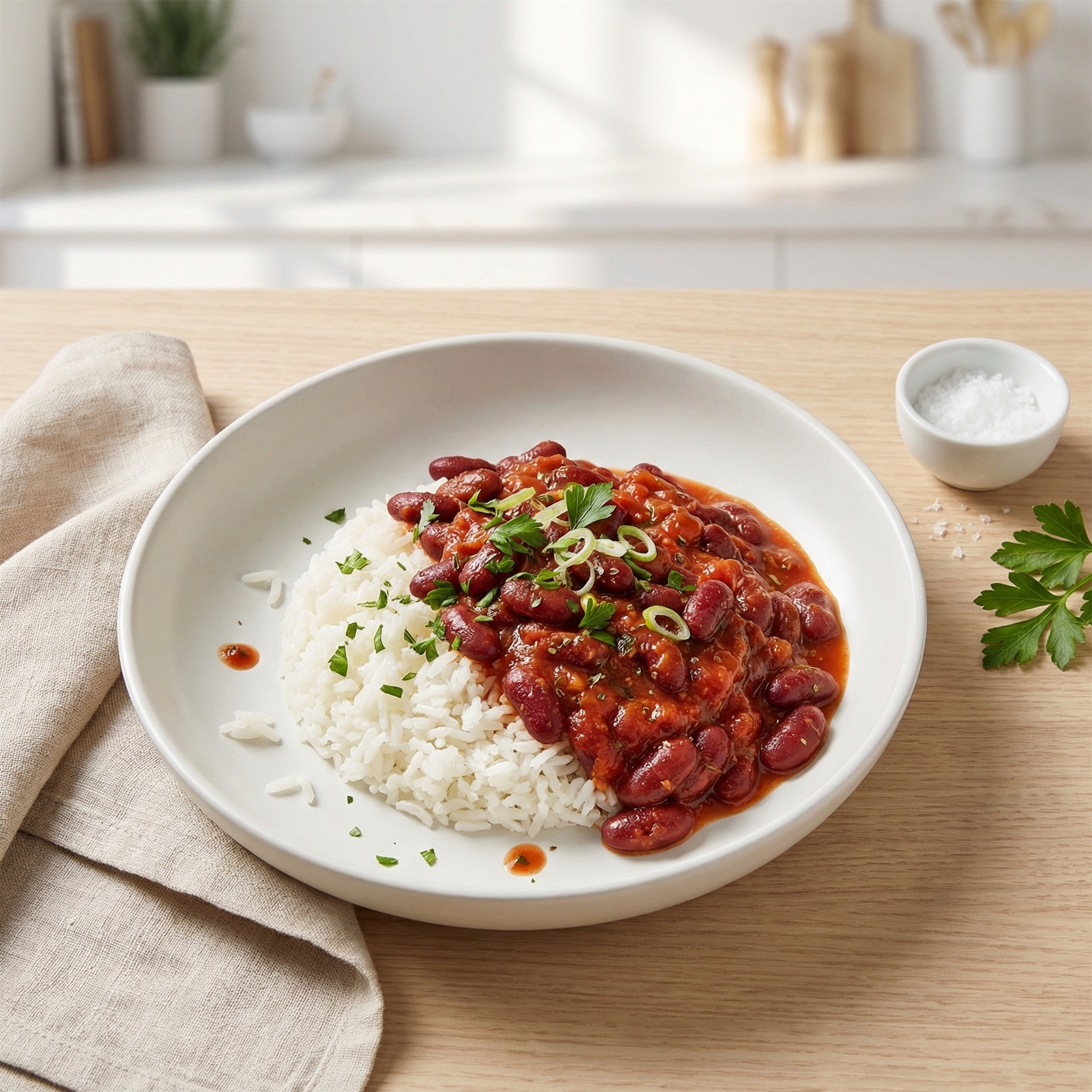 U.S. Red Beans with Tomato Sauce over Rice