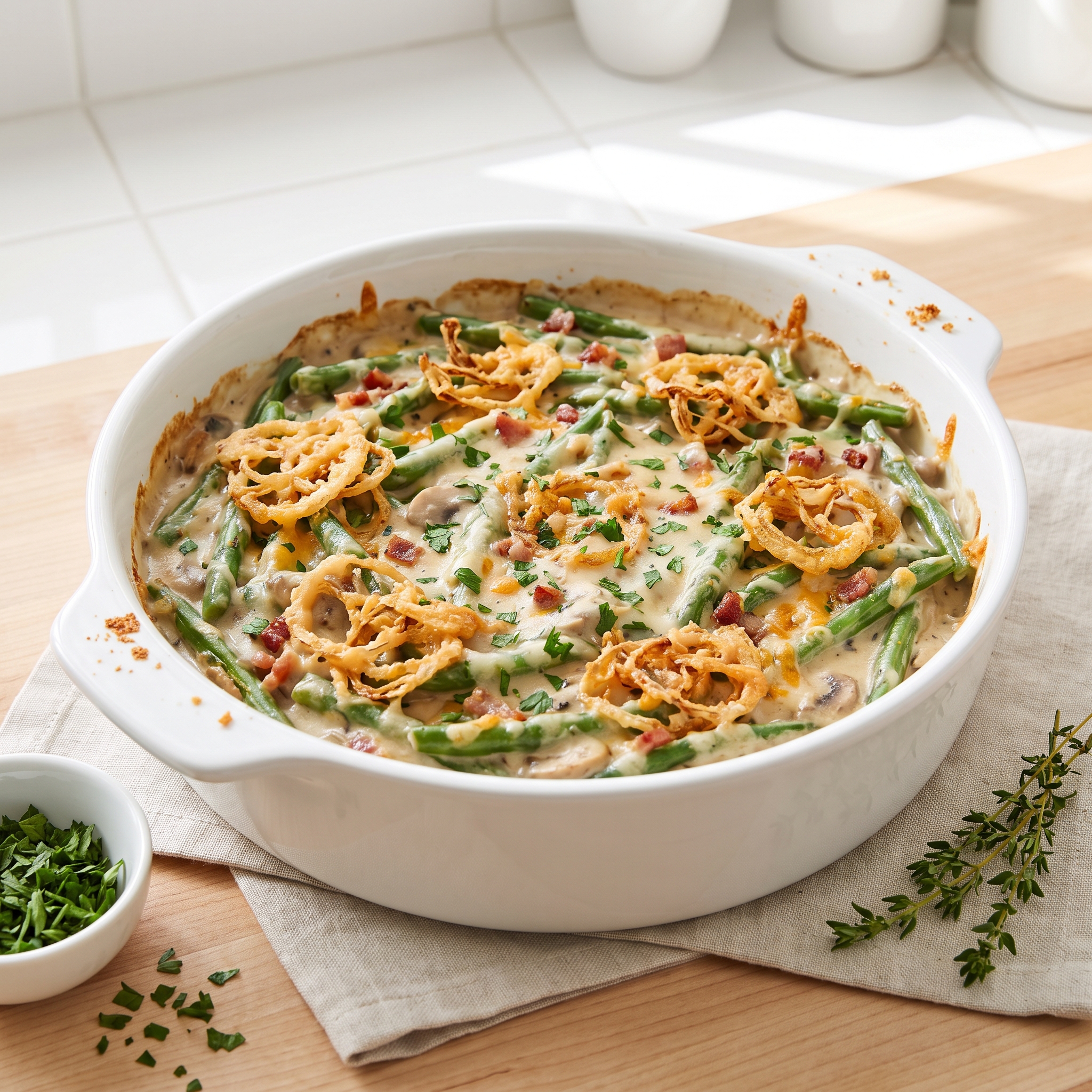 Anika's Creamy Cheesy Green Bean Bake