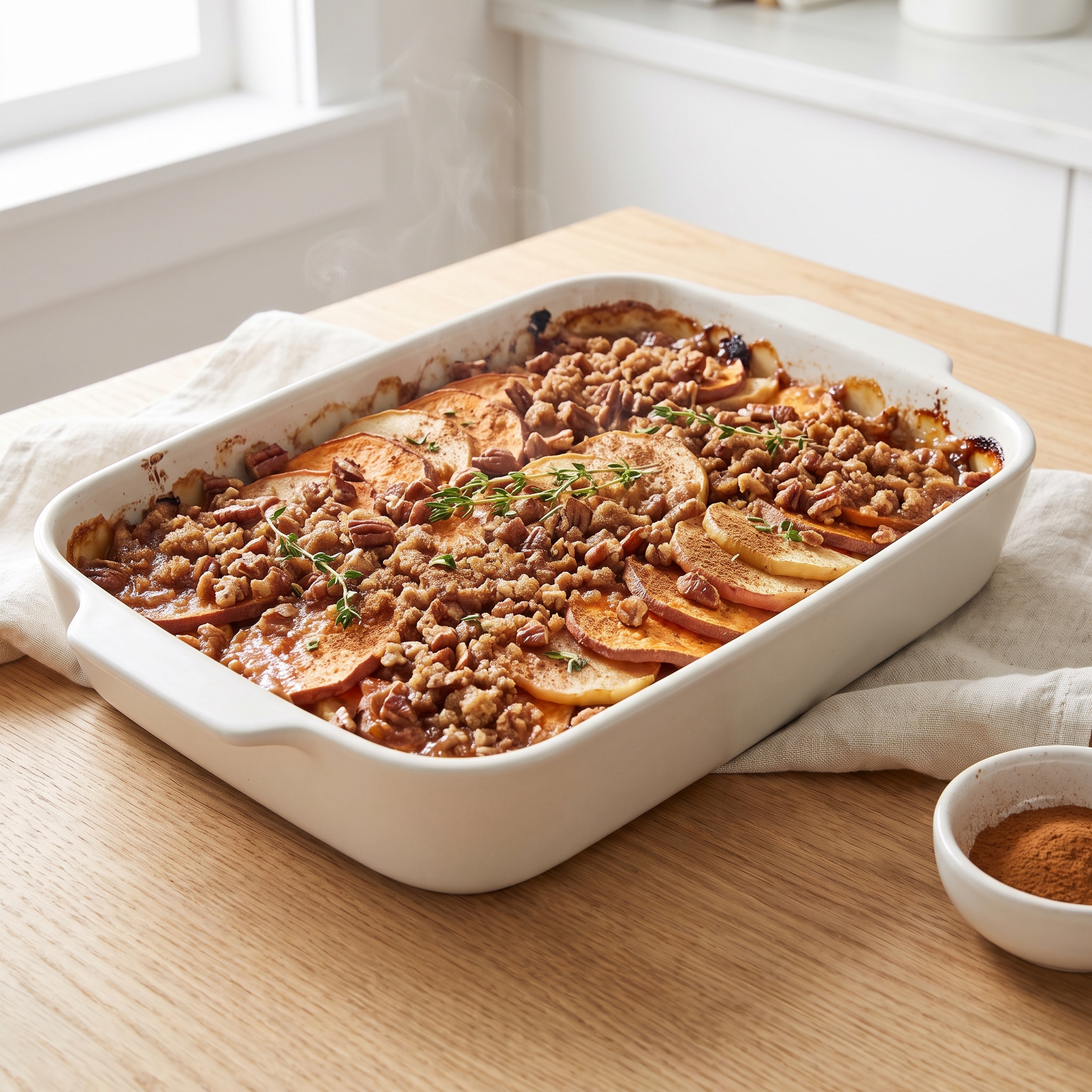 Apple–Sweet Potato Bake with Pecan Crumble