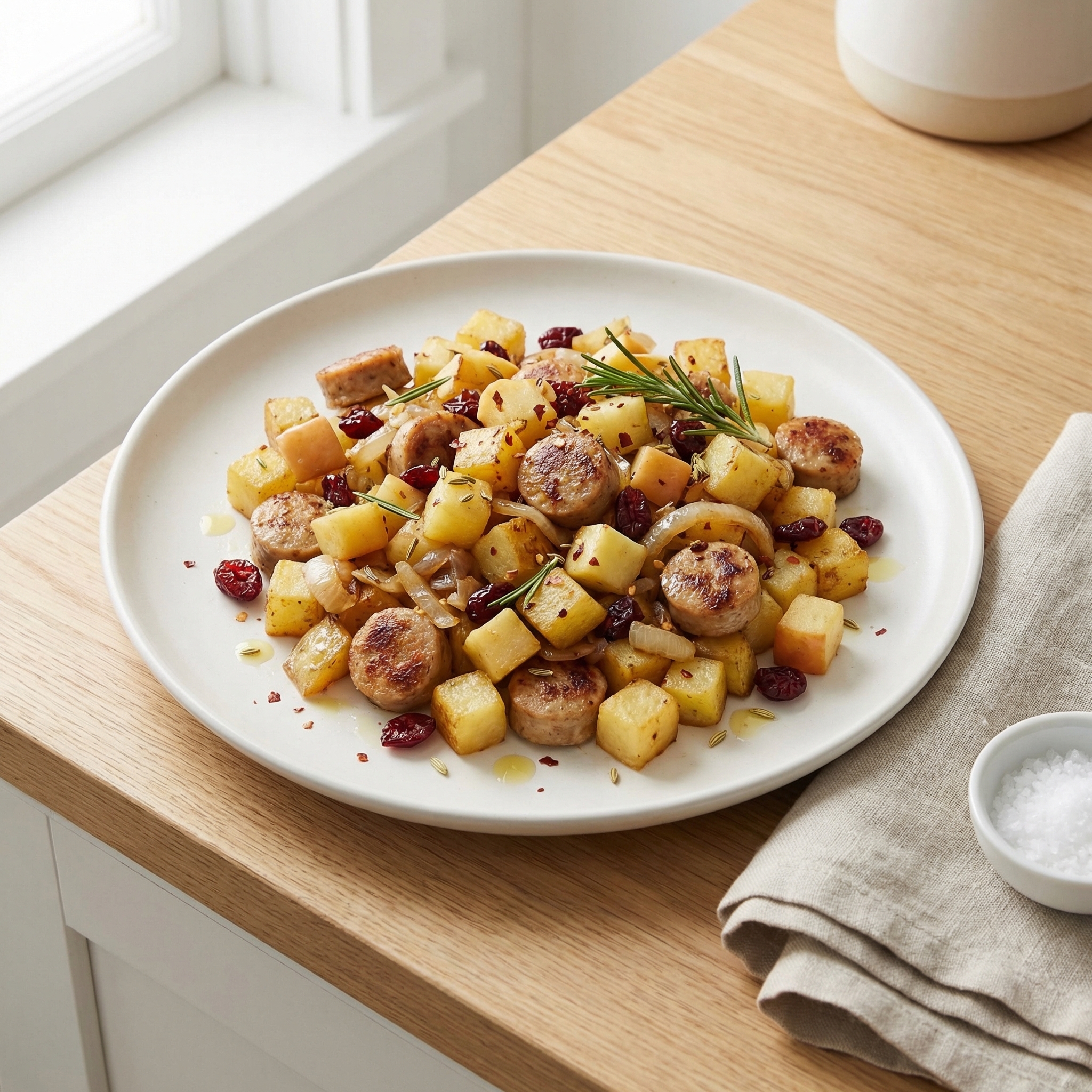 Apple-Rosemary Breakfast Hash with Sweet Sausage