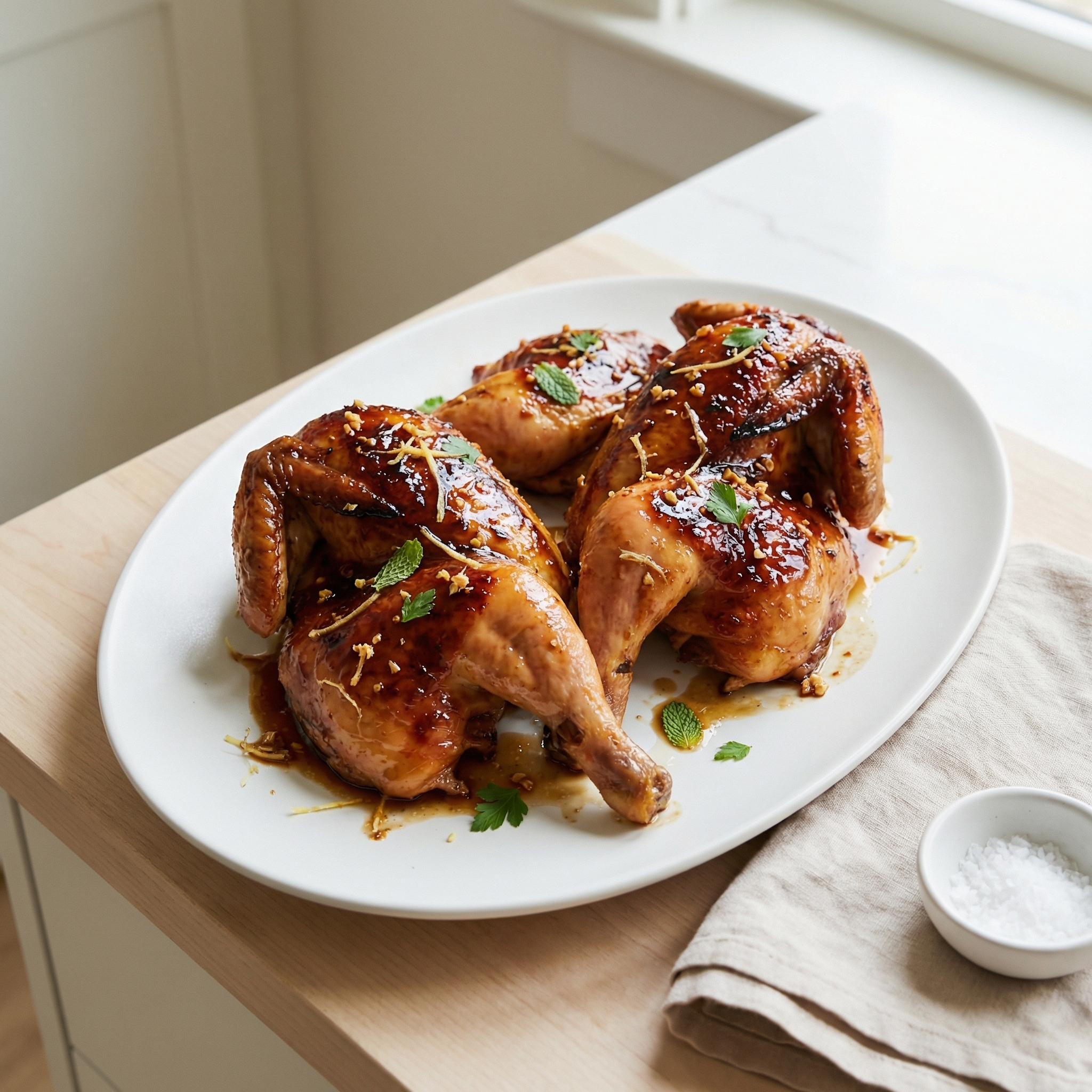 Ginger–Apricot Glazed Cornish Game Hens