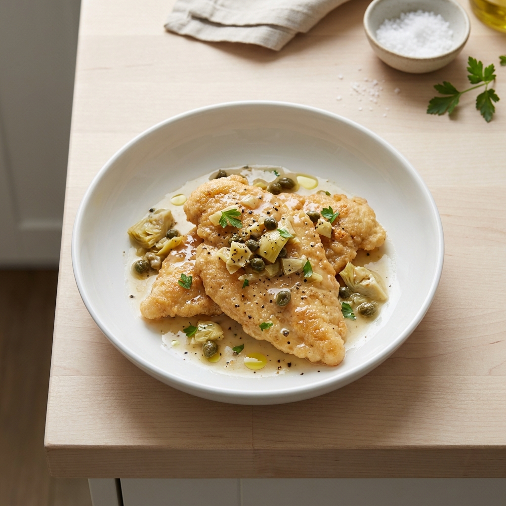 Artichoke Chicken Piccata with Lemon and Capers