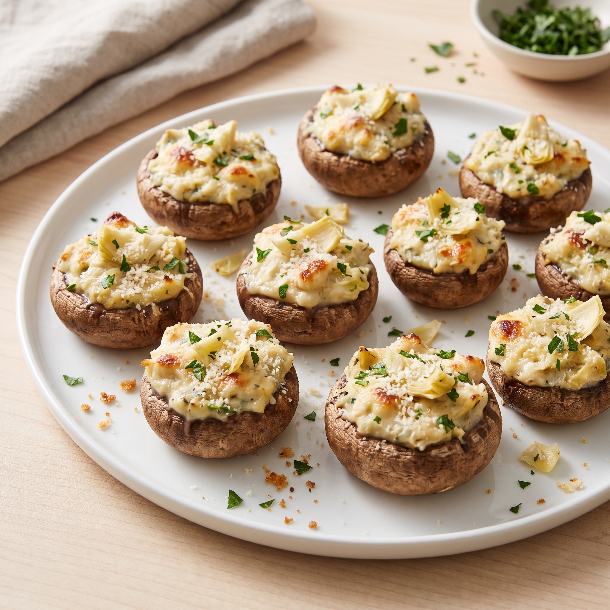 Artichoke Stuffed Mushrooms