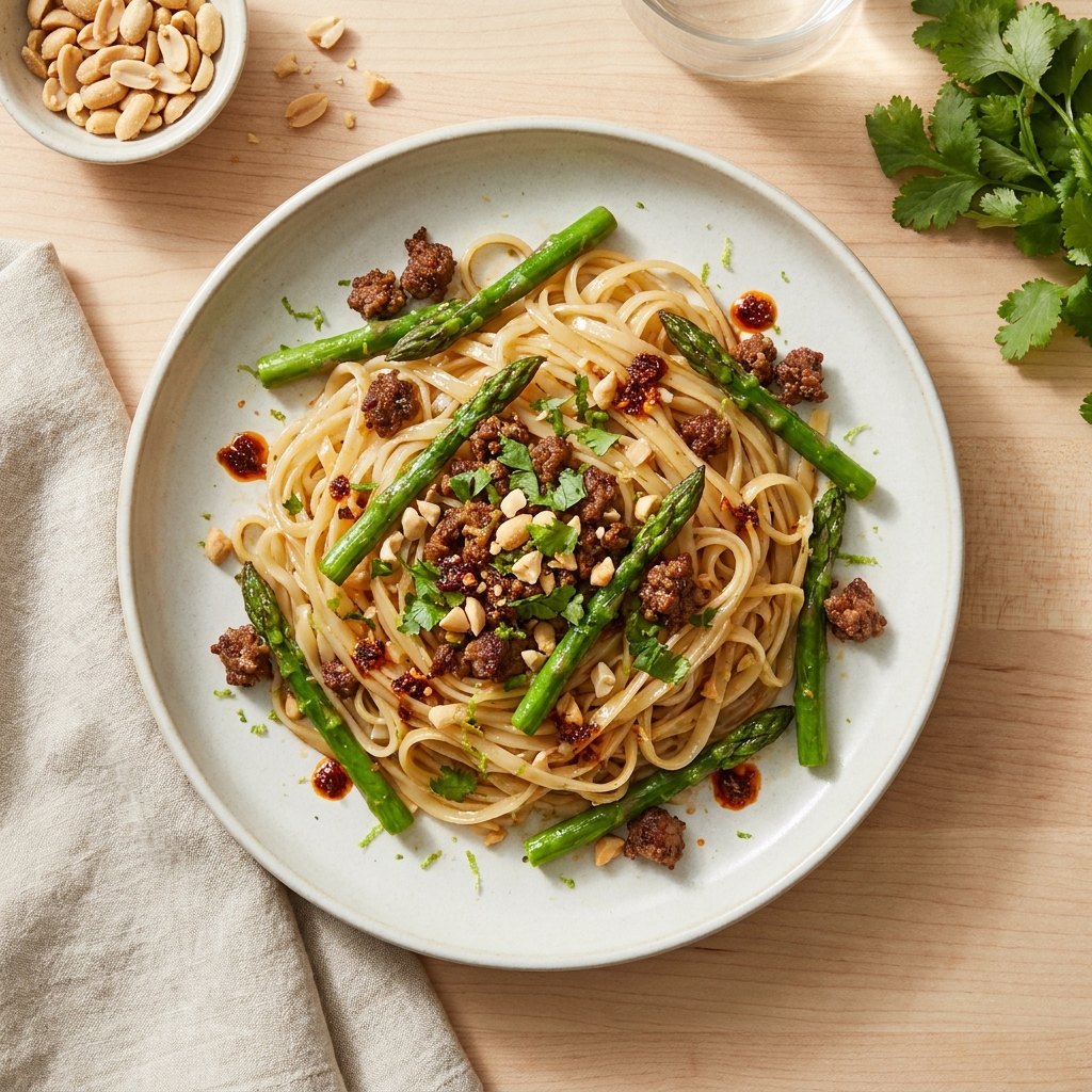 Asparagus and Beef Rice Noodle Stir-Fry