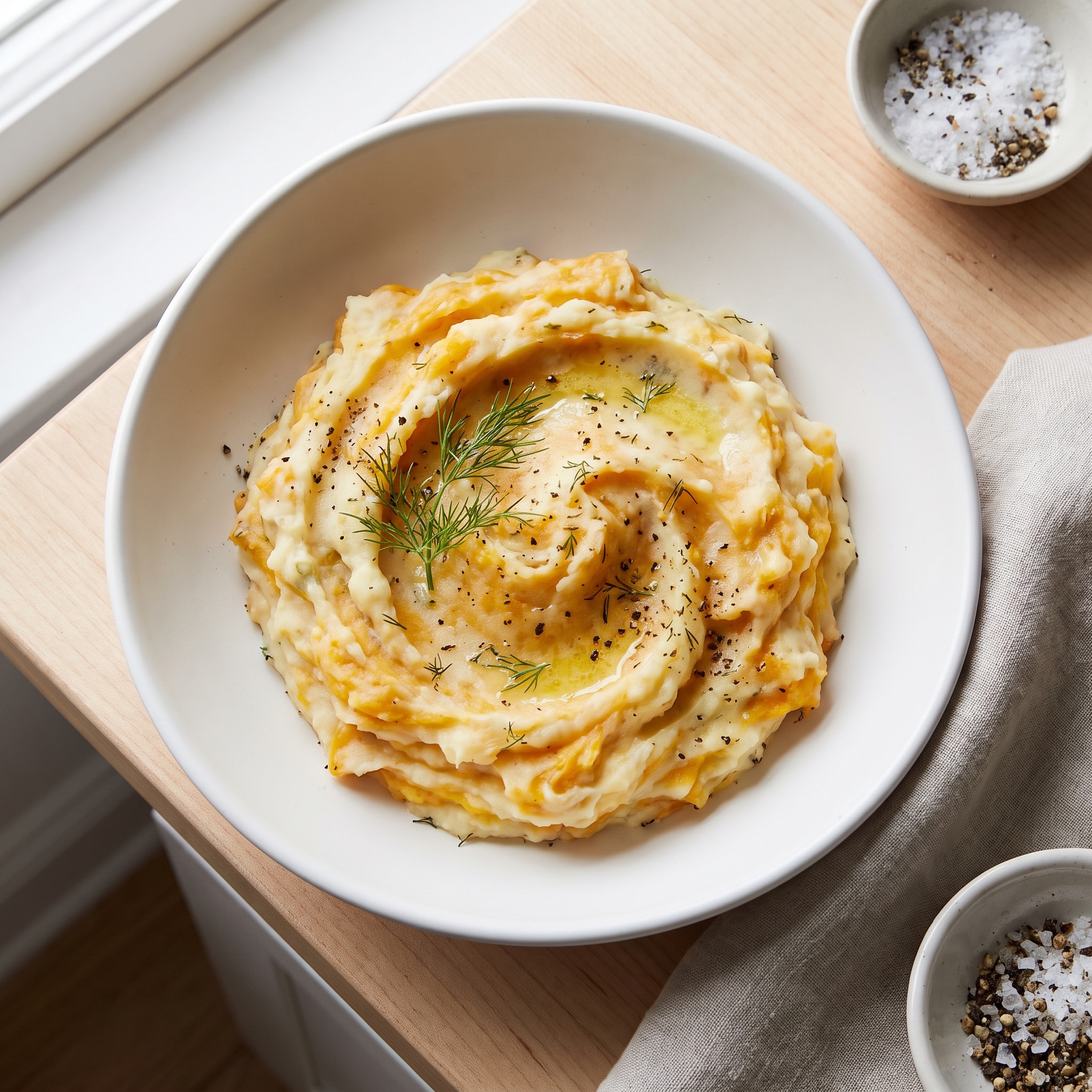 Autumn-Spiced Mashed Potatoes with Acorn Squash