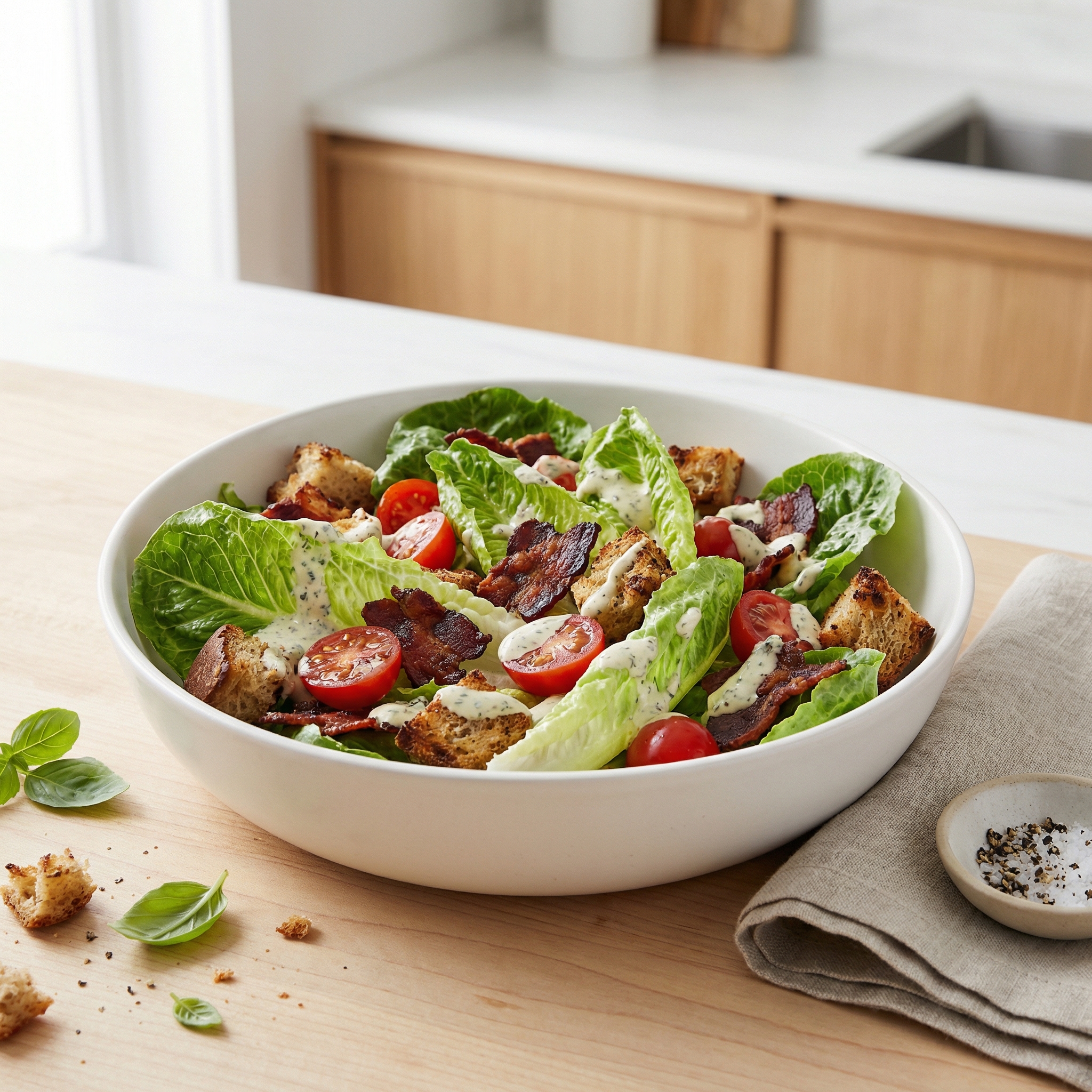 BLT Salad with Creamy Basil Mayo