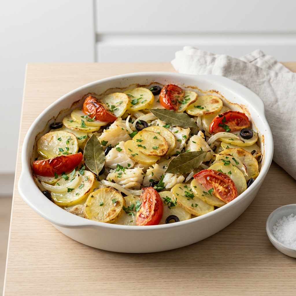 Bacalhau Portuguese ao Forno (Salt Cod with Tomatoes and Olives)