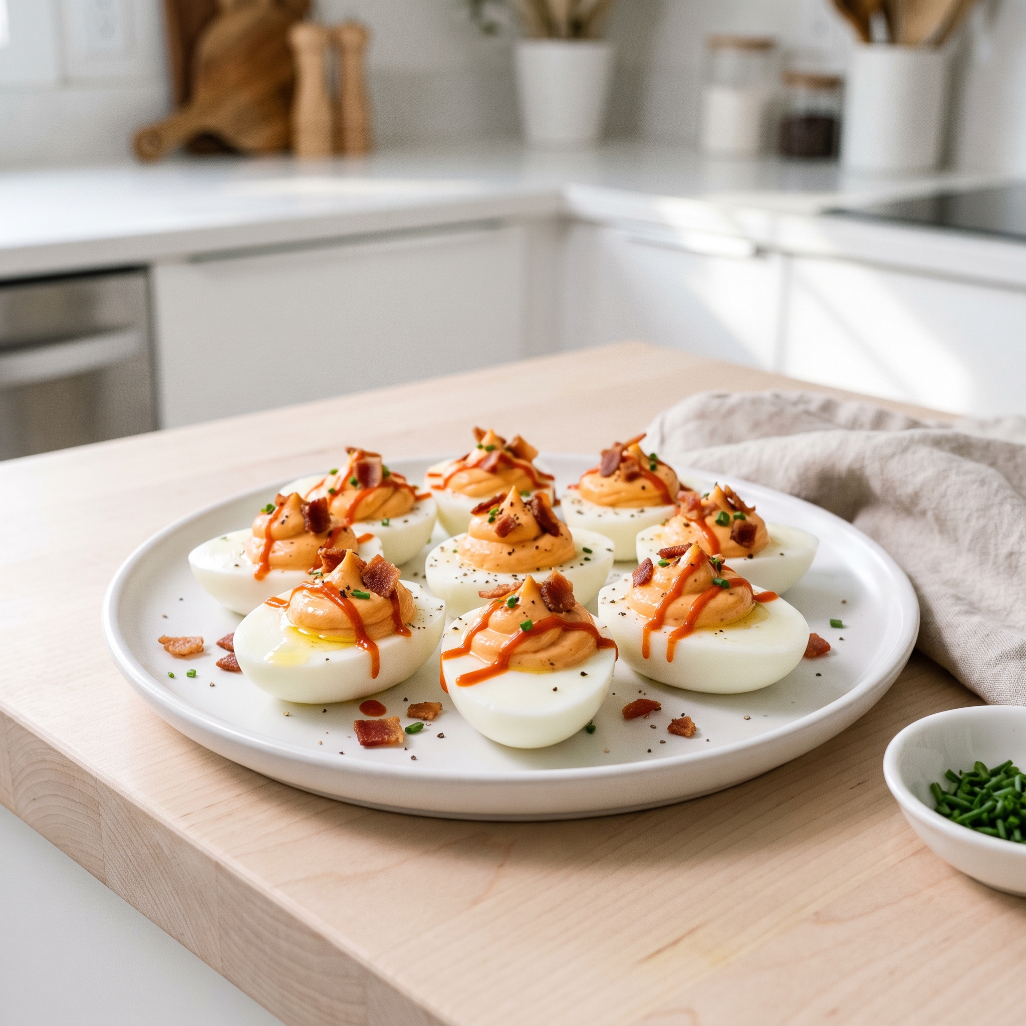 Bacon-Sriracha Deviled Eggs
