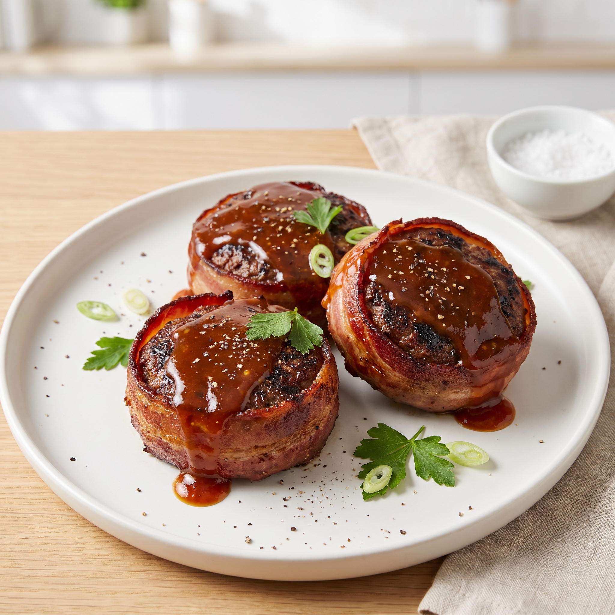 Bacon-Wrapped Beef Patties (Mock Filets)