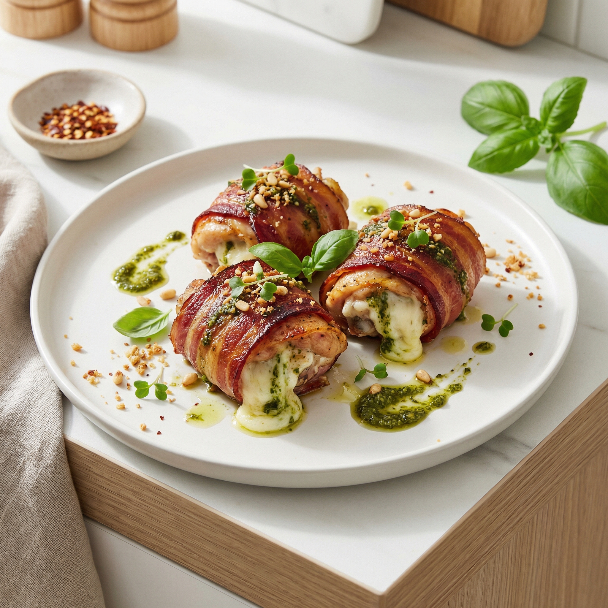 Bacon-Wrapped Chicken Pesto