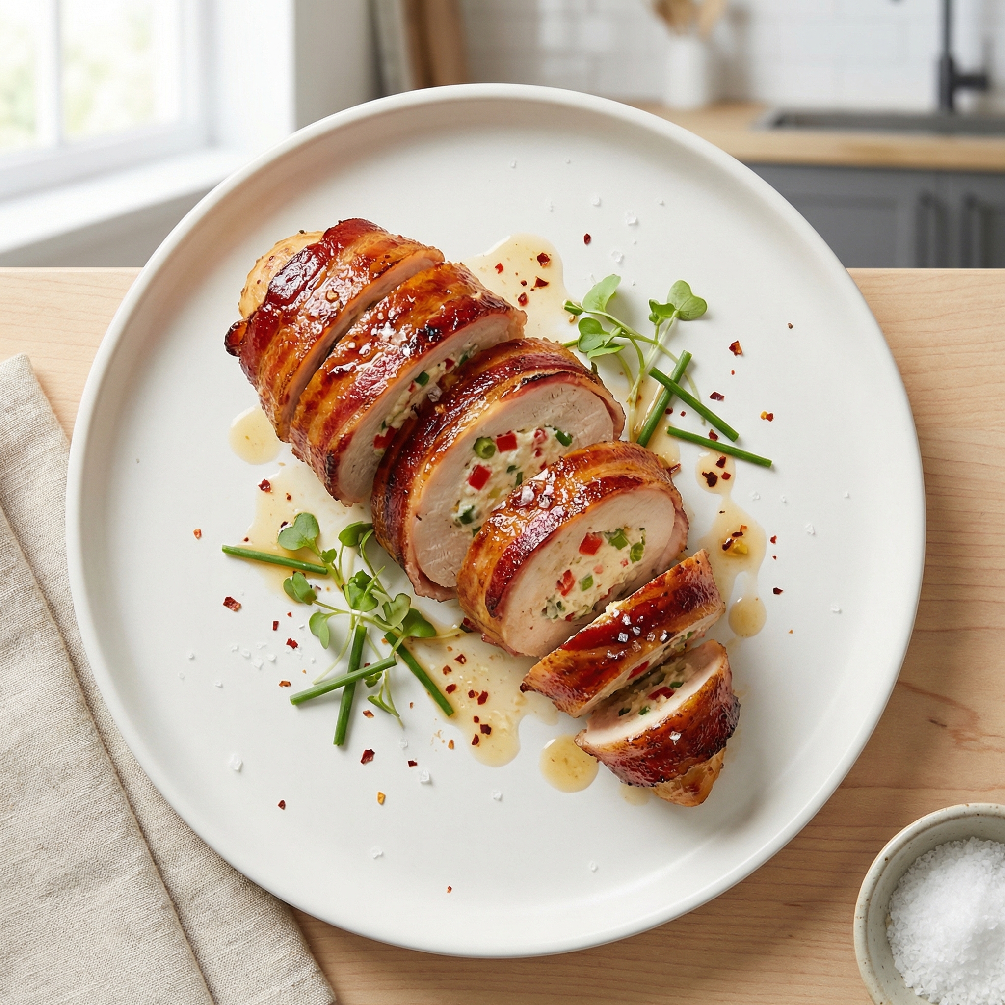 Bacon-Wrapped Cream Cheese–Stuffed Chicken Breasts