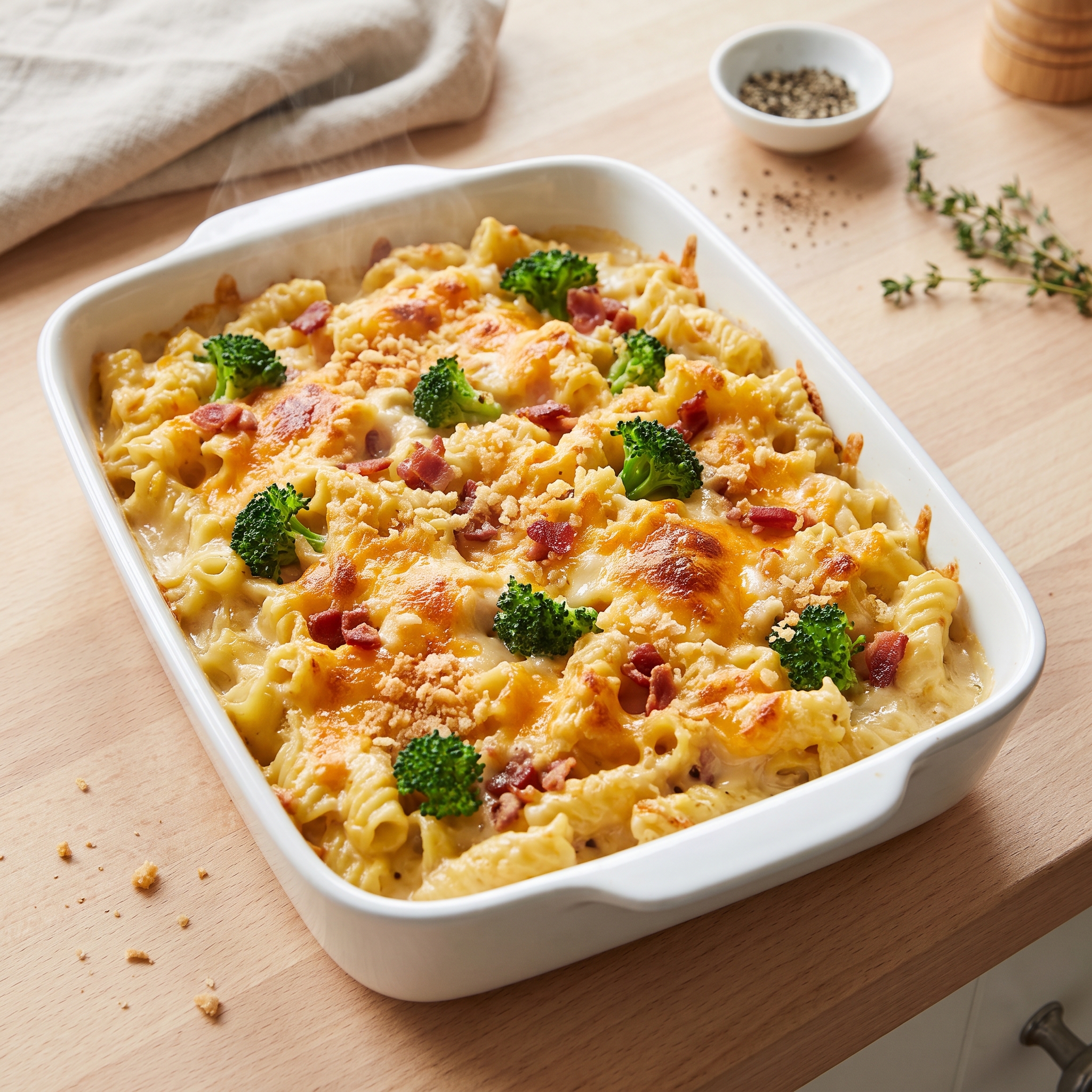Bacon Broccoli Pasta Bake