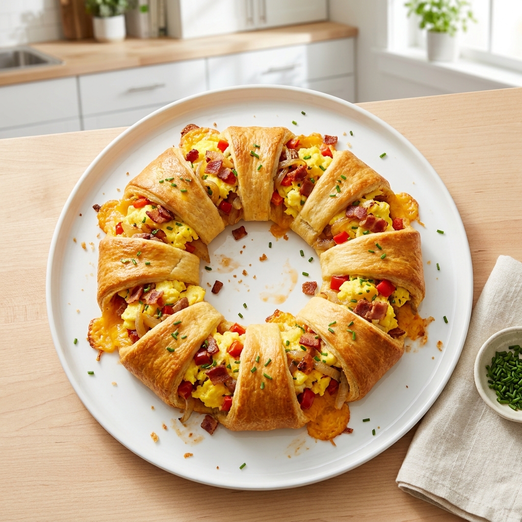 Bacon, Egg, and Cheese Crescent Breakfast Ring