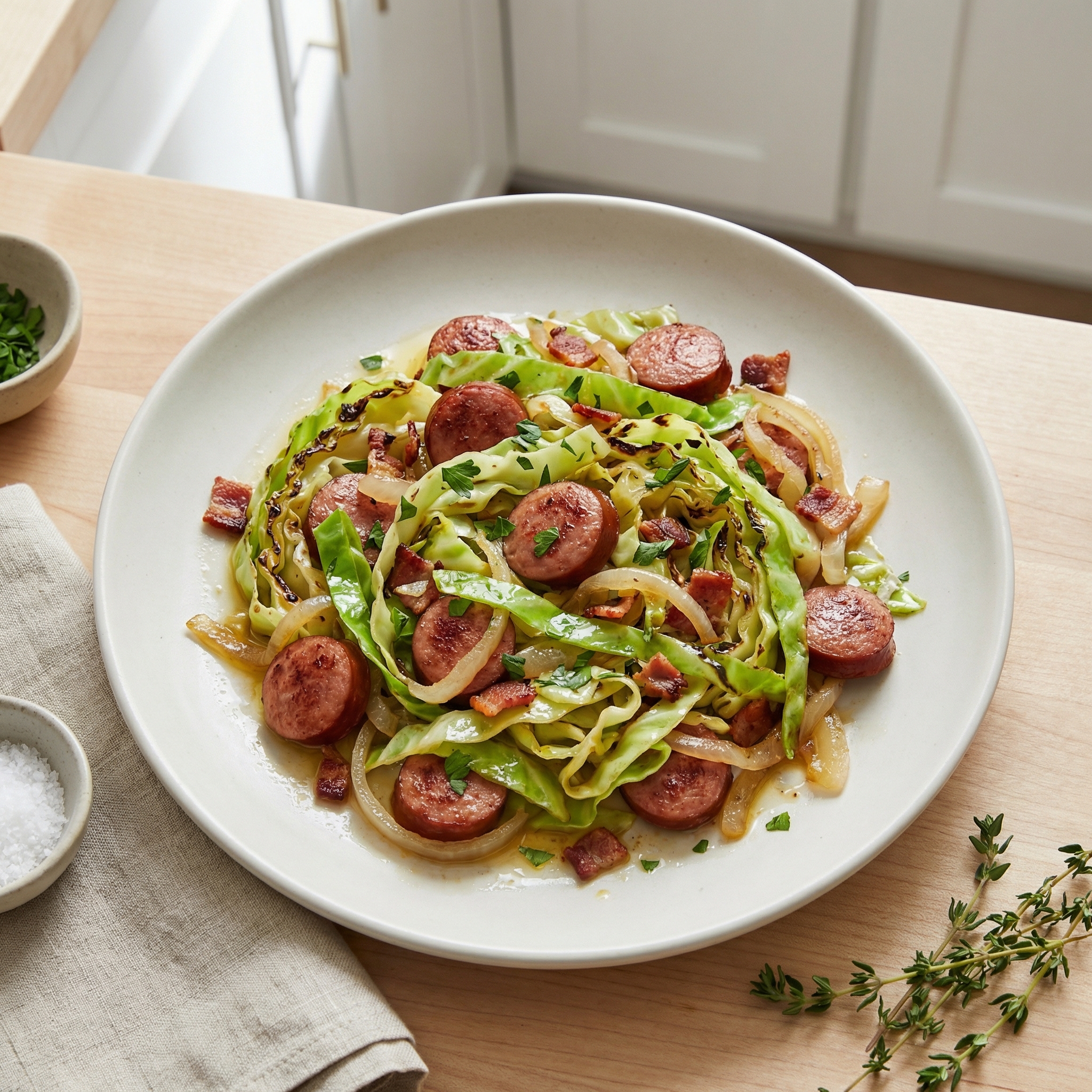 Fried Cabbage and Kielbasa