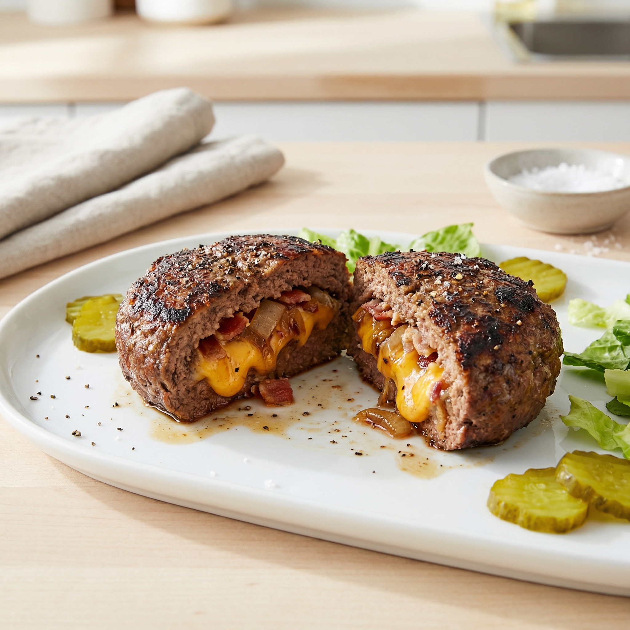 Easy Bacon, Onion, and Cheese-Stuffed Burgers