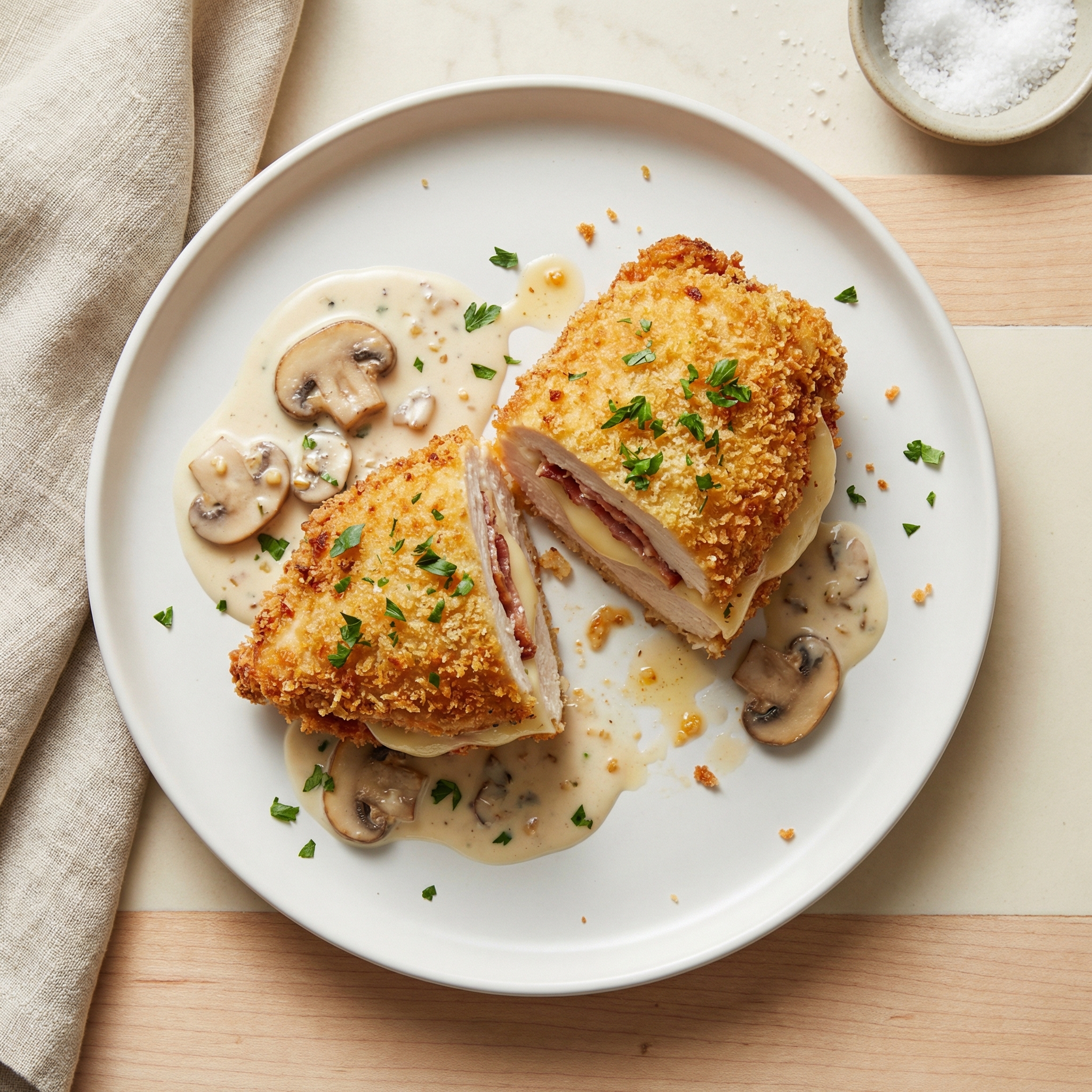 Bacon-Swiss Chicken Cordon Bleu with Apple Ale Cream