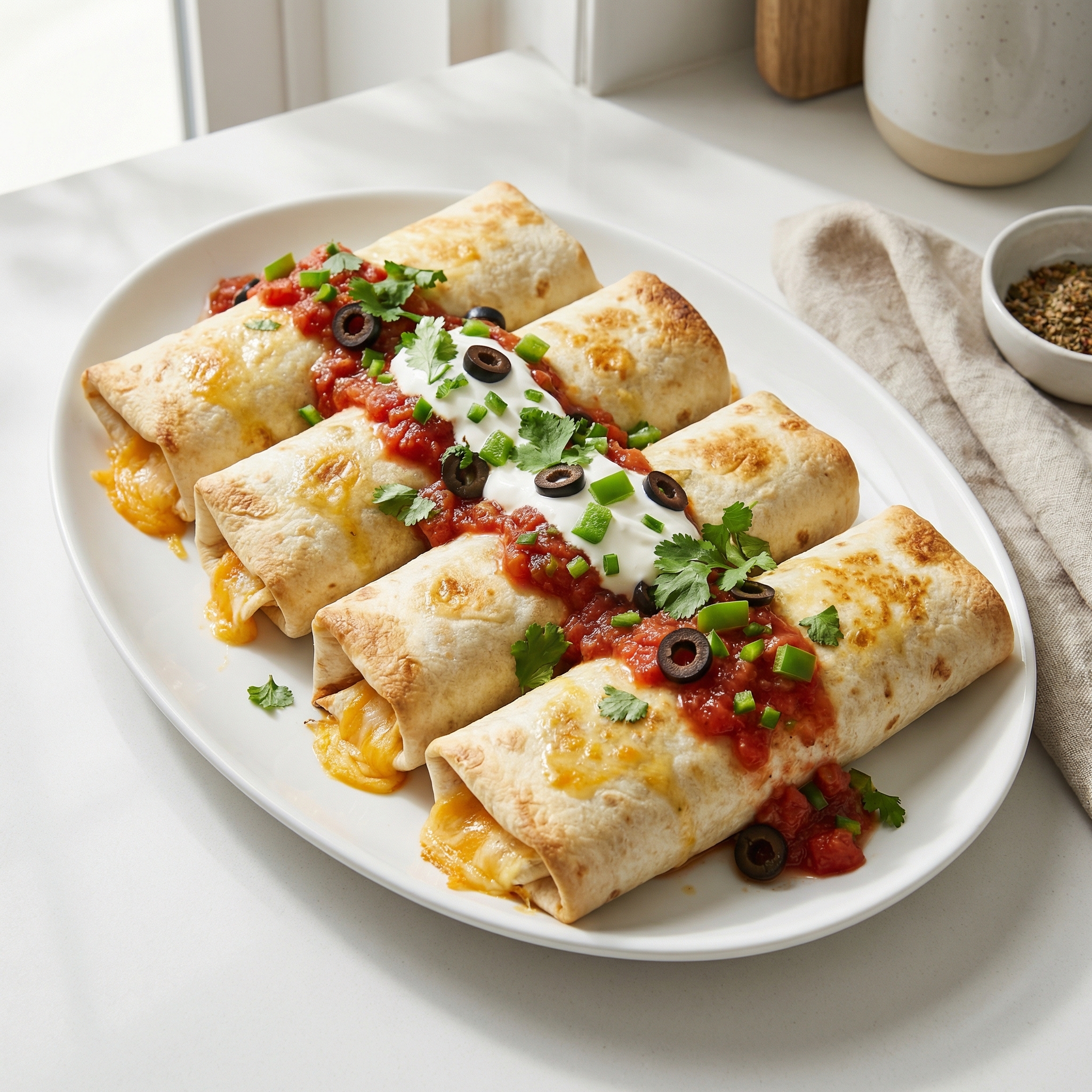 Cheesy Fiesta Chicken Burritos