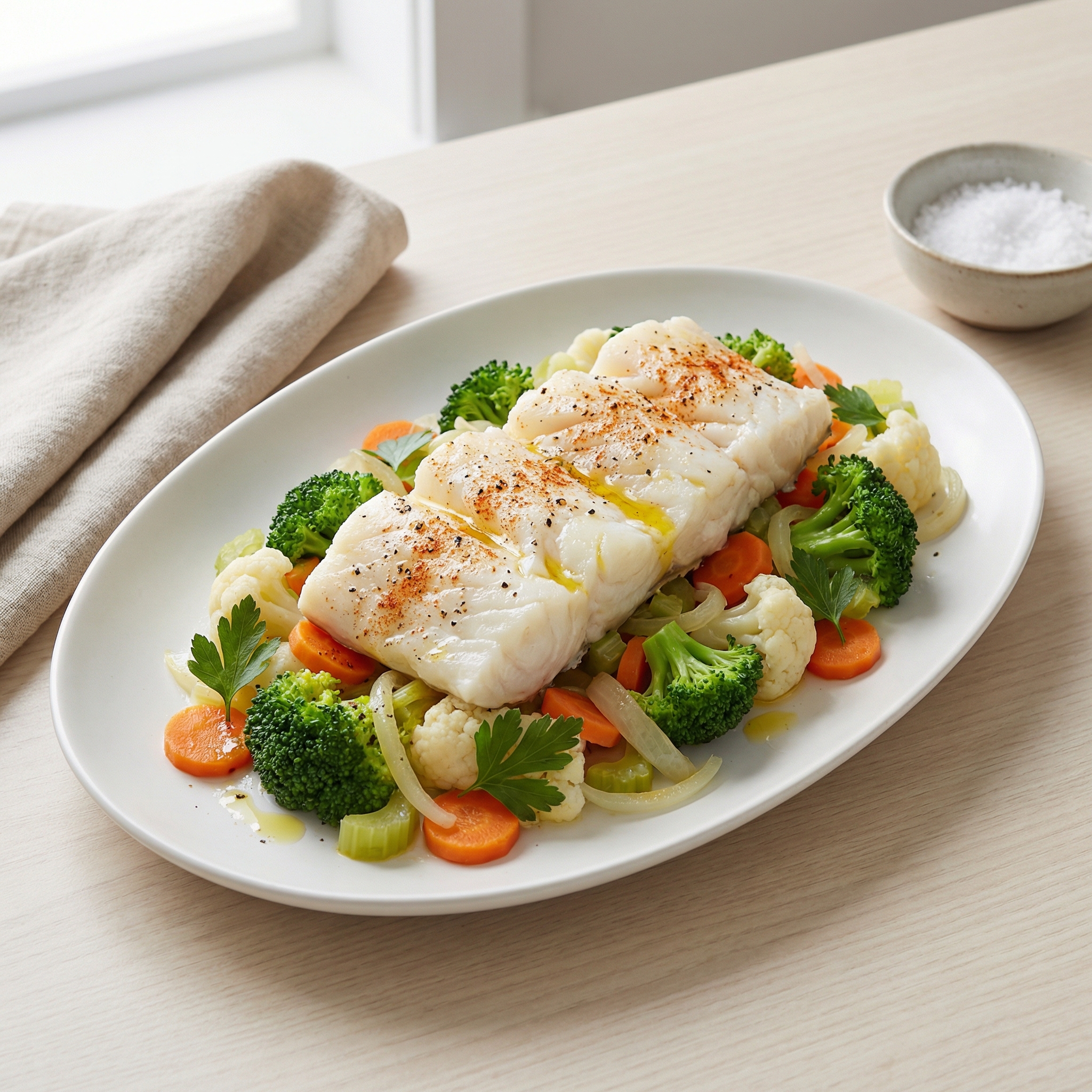 Oven-Baked Cod with California-Blend Veggies