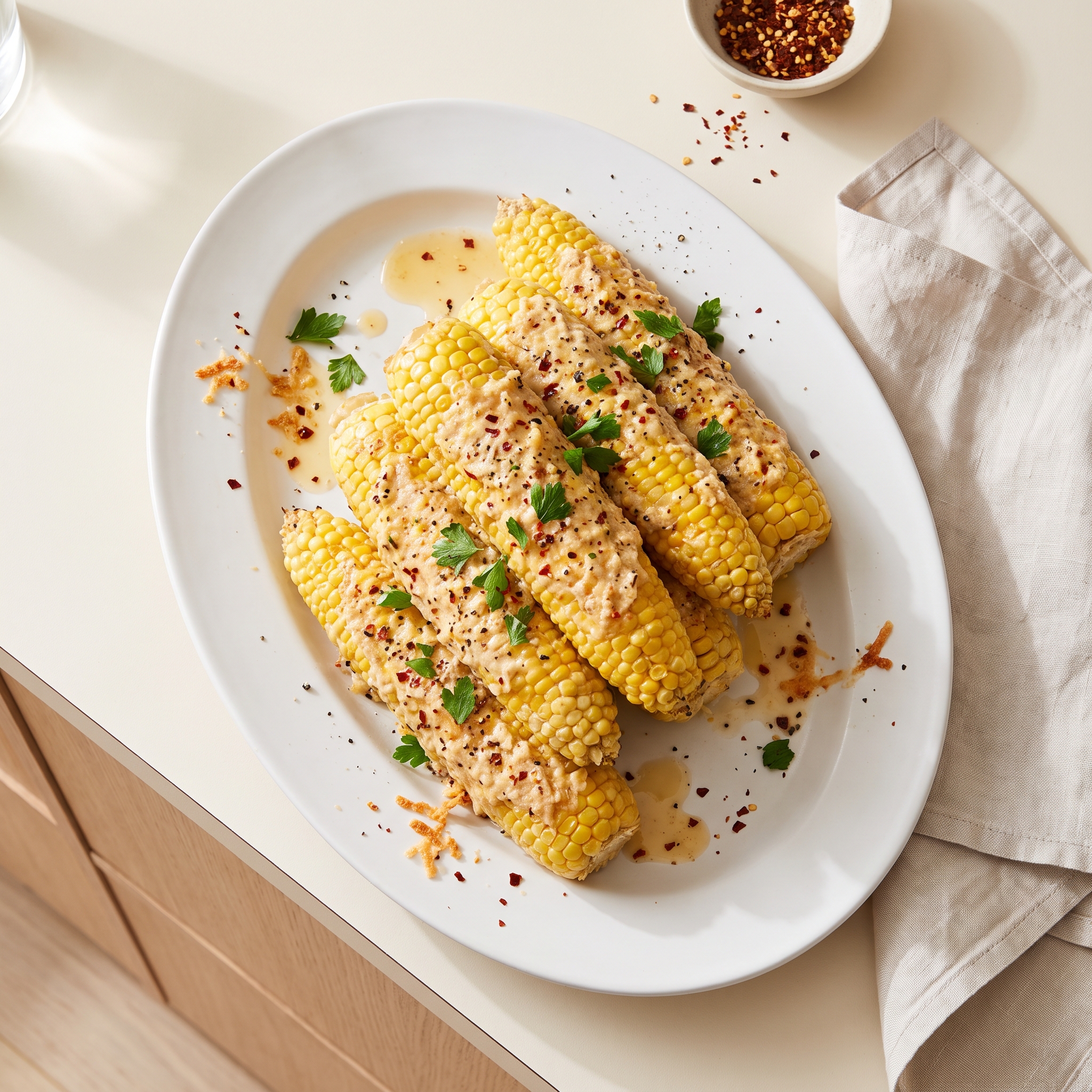 Baked Corn on the Cob with Parmesan Mayo