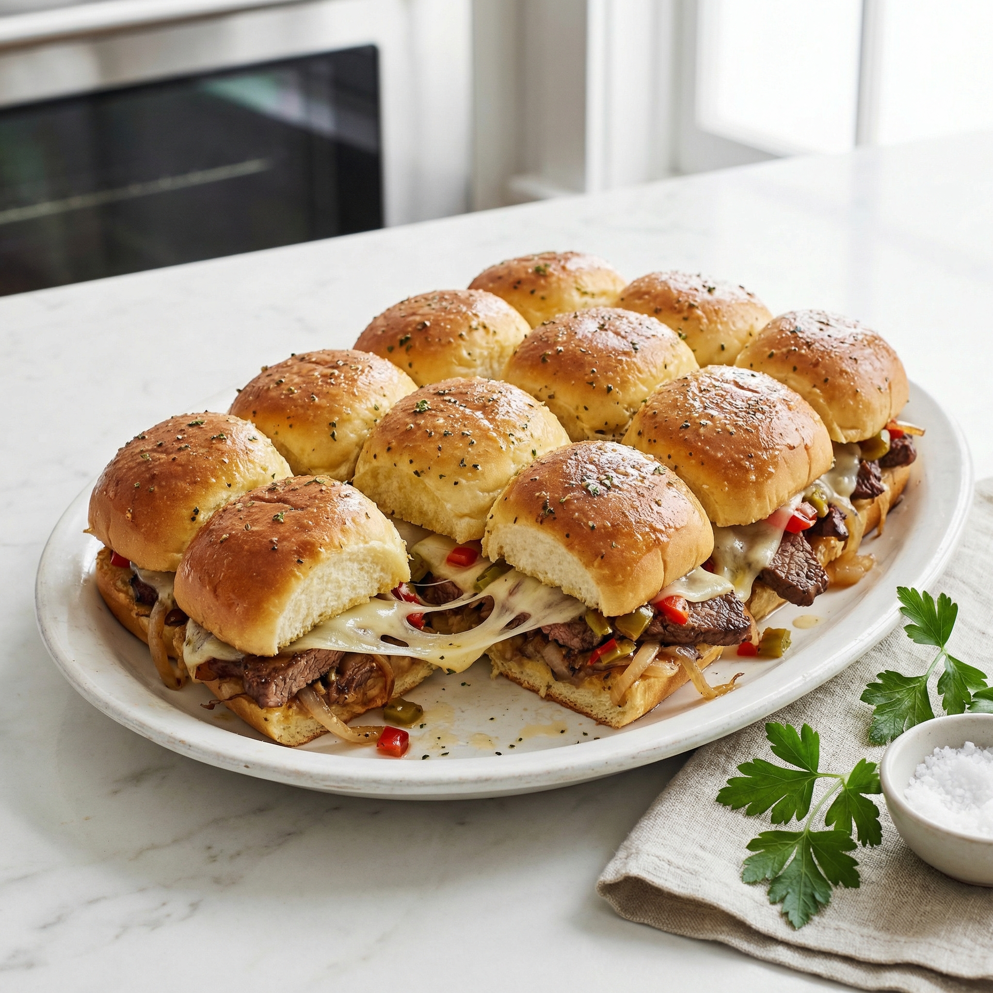 Oven-Baked Philly Cheesesteak Party Sliders