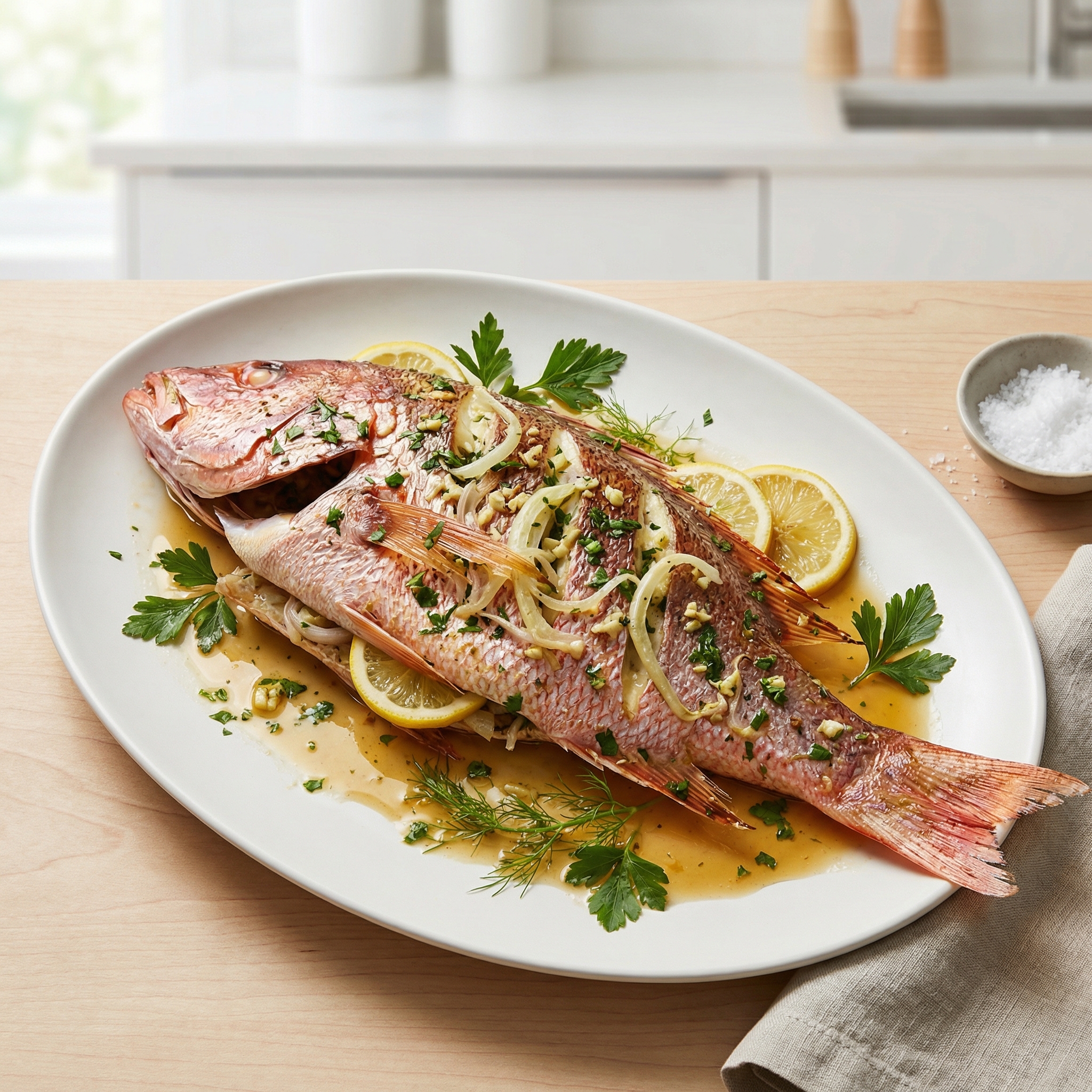 Whole Red Snapper with Fennel, Shallot, and Garlic
