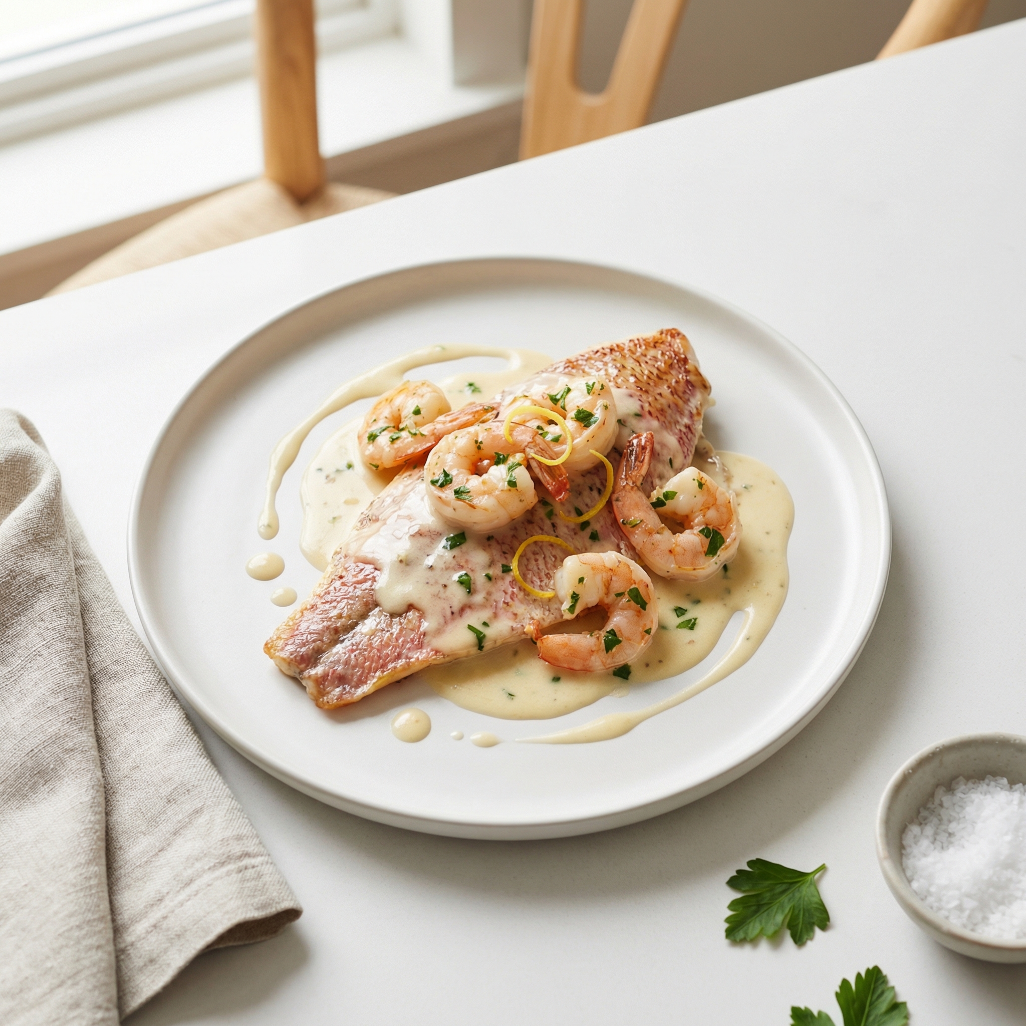 Oven-Baked Red Snapper with Shrimp