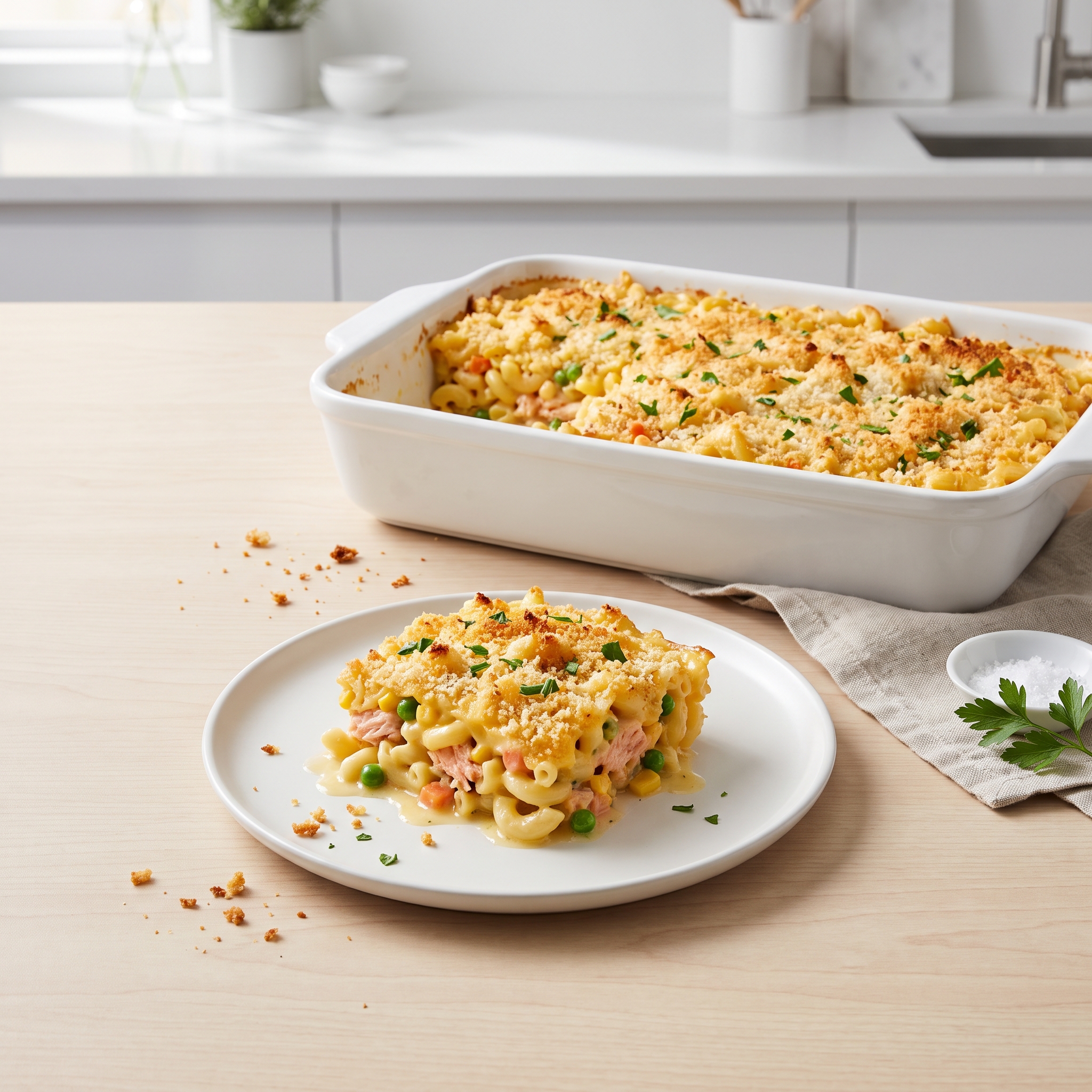 Baked Salmon Macaroni and Cheese Casserole