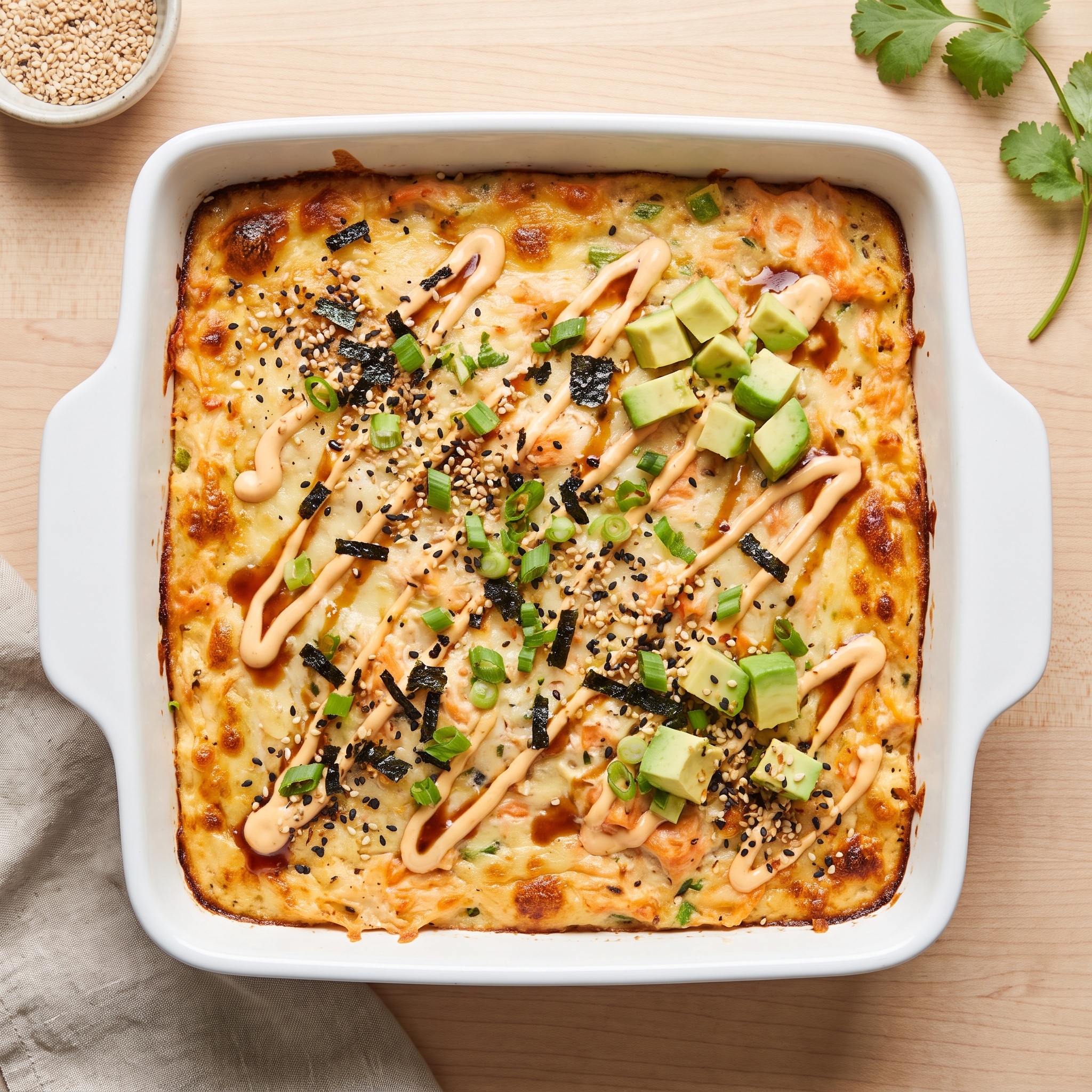 Baked Salmon Sushi Casserole