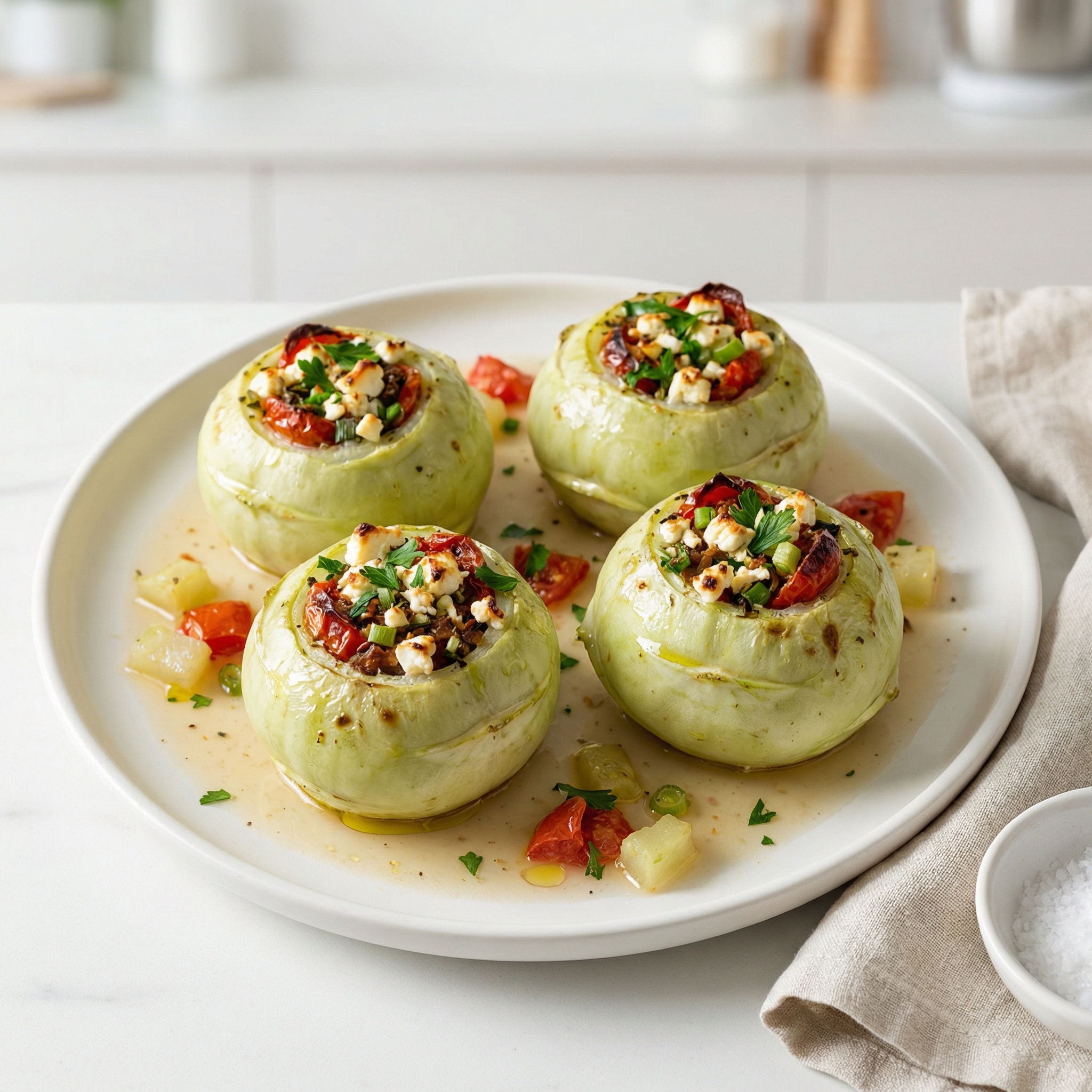 Tomato and Feta–Filled Kohlrabi