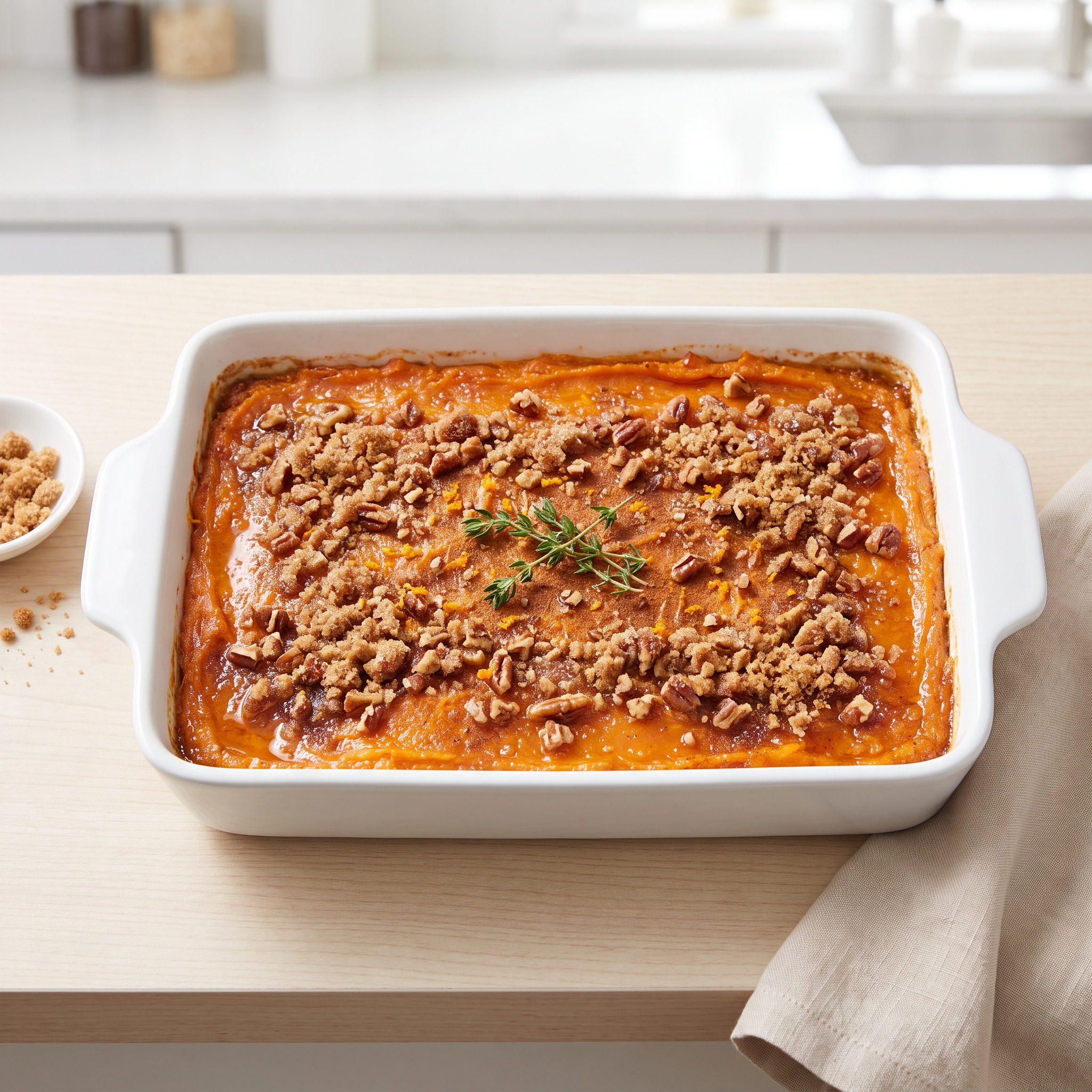 Baked Sweet Potatoes with Southern Comfort and Pecan Crumble