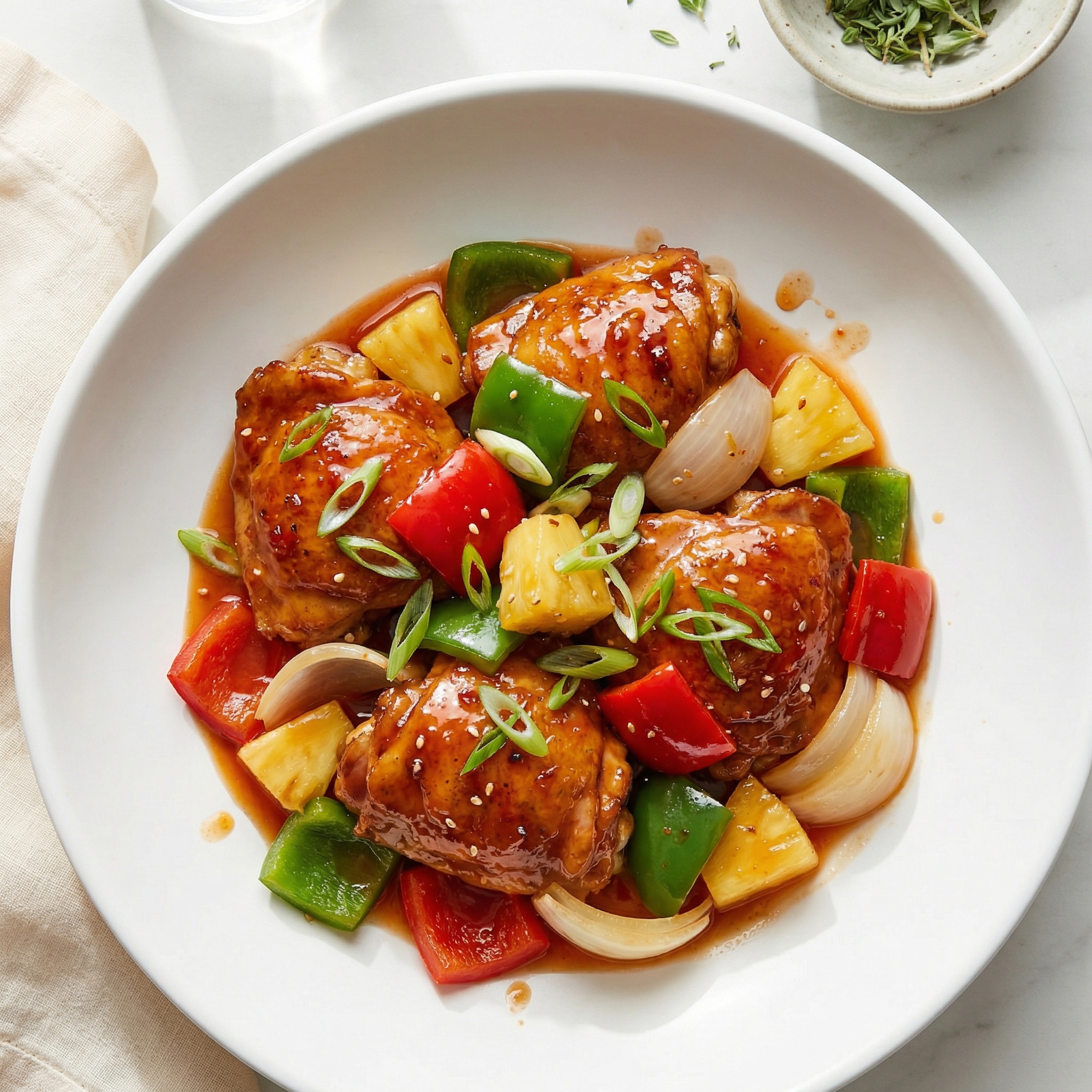 Baked Sweet and Sour Chicken Thighs with Pineapple