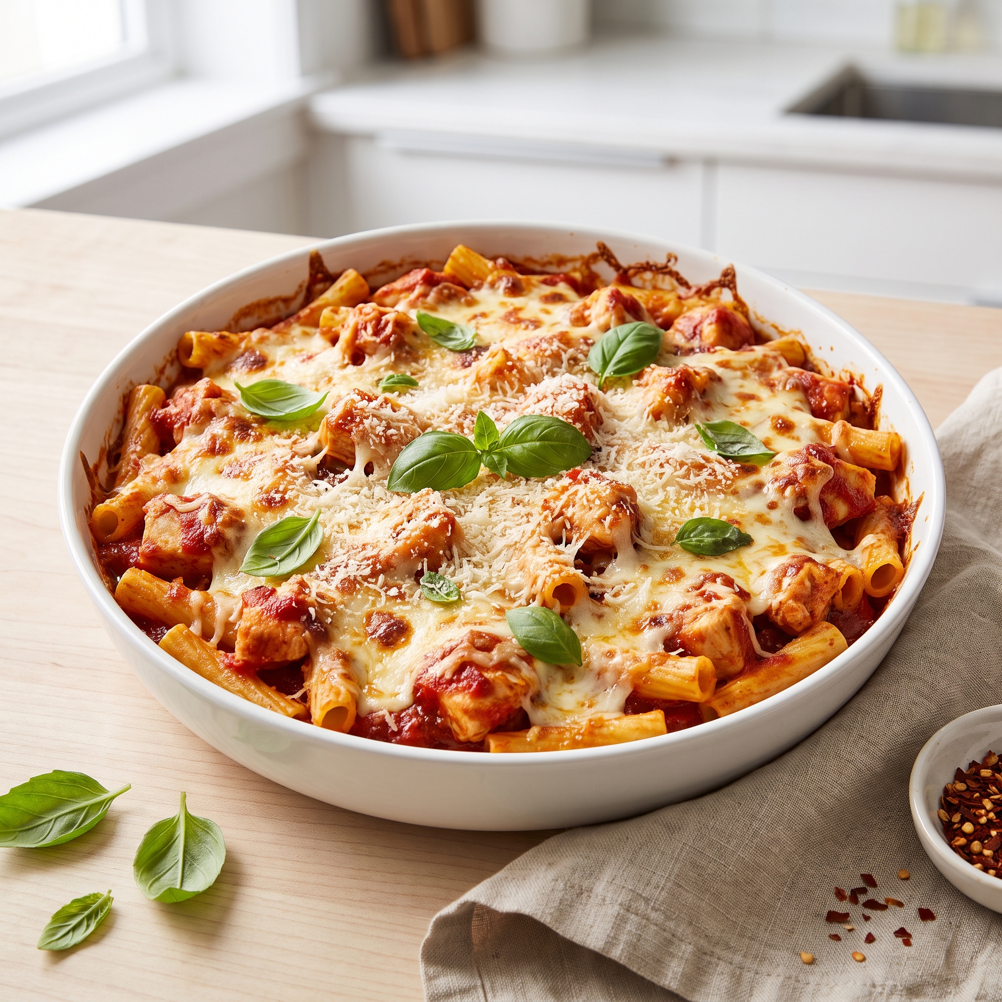 Baked Ziti with Chicken Parmesan