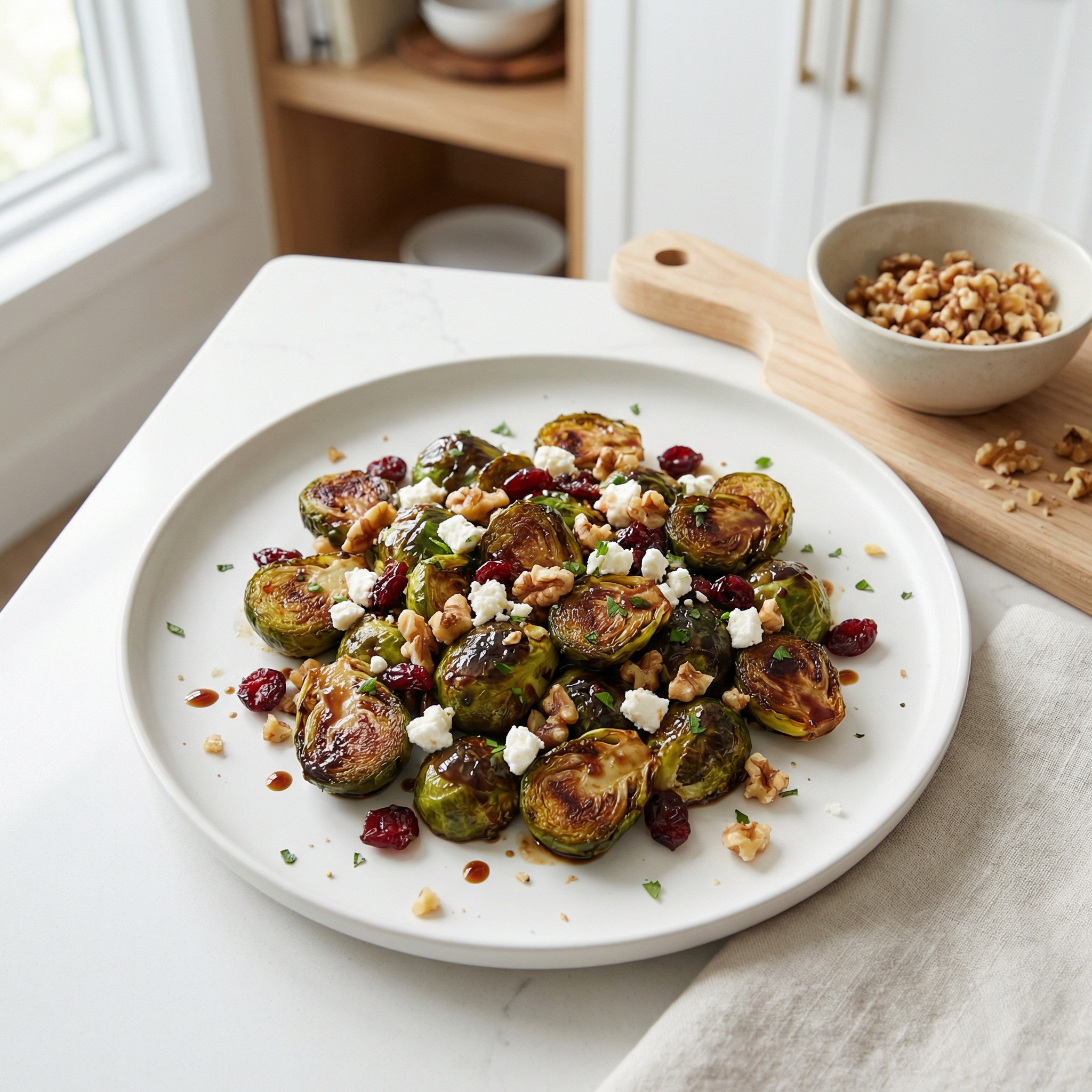 Balsamic Brussels Sprouts with Feta Cheese and Walnuts