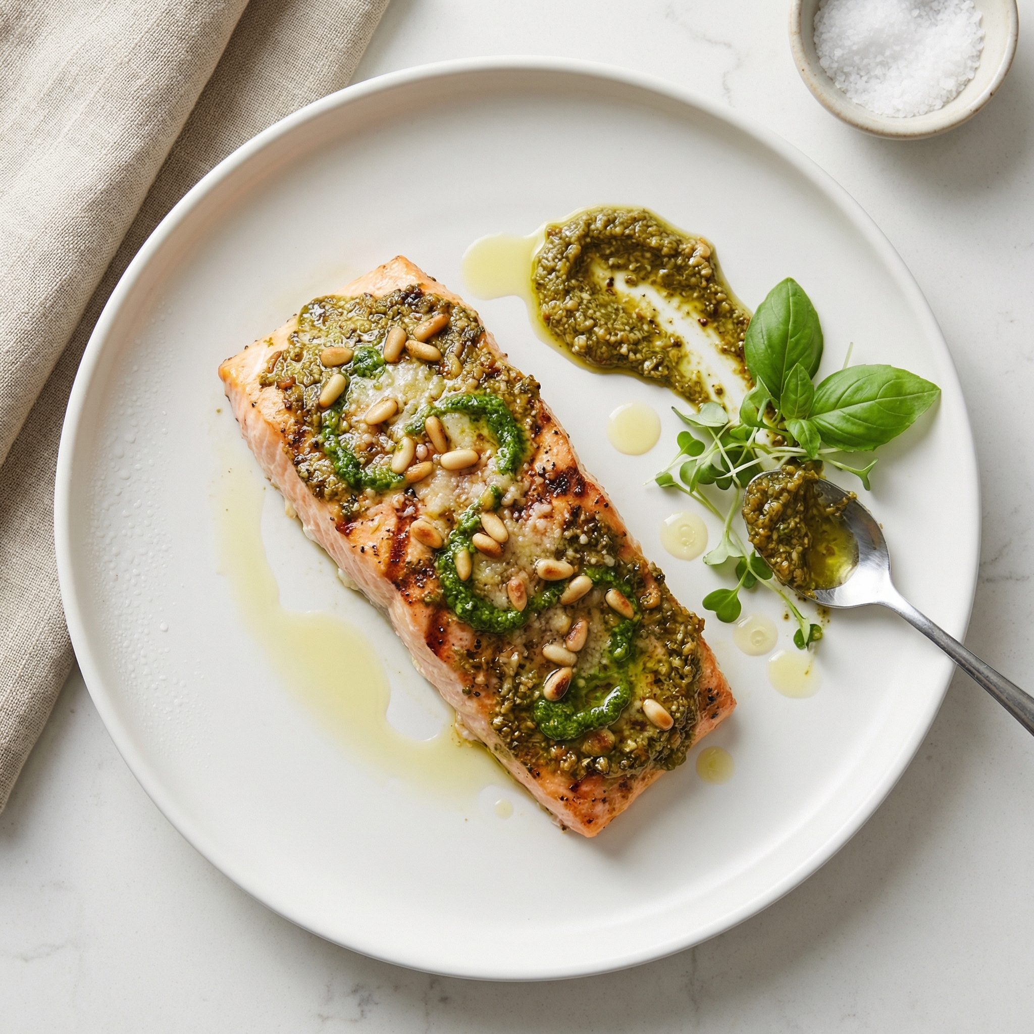 Grilled Salmon With Pesto Crust