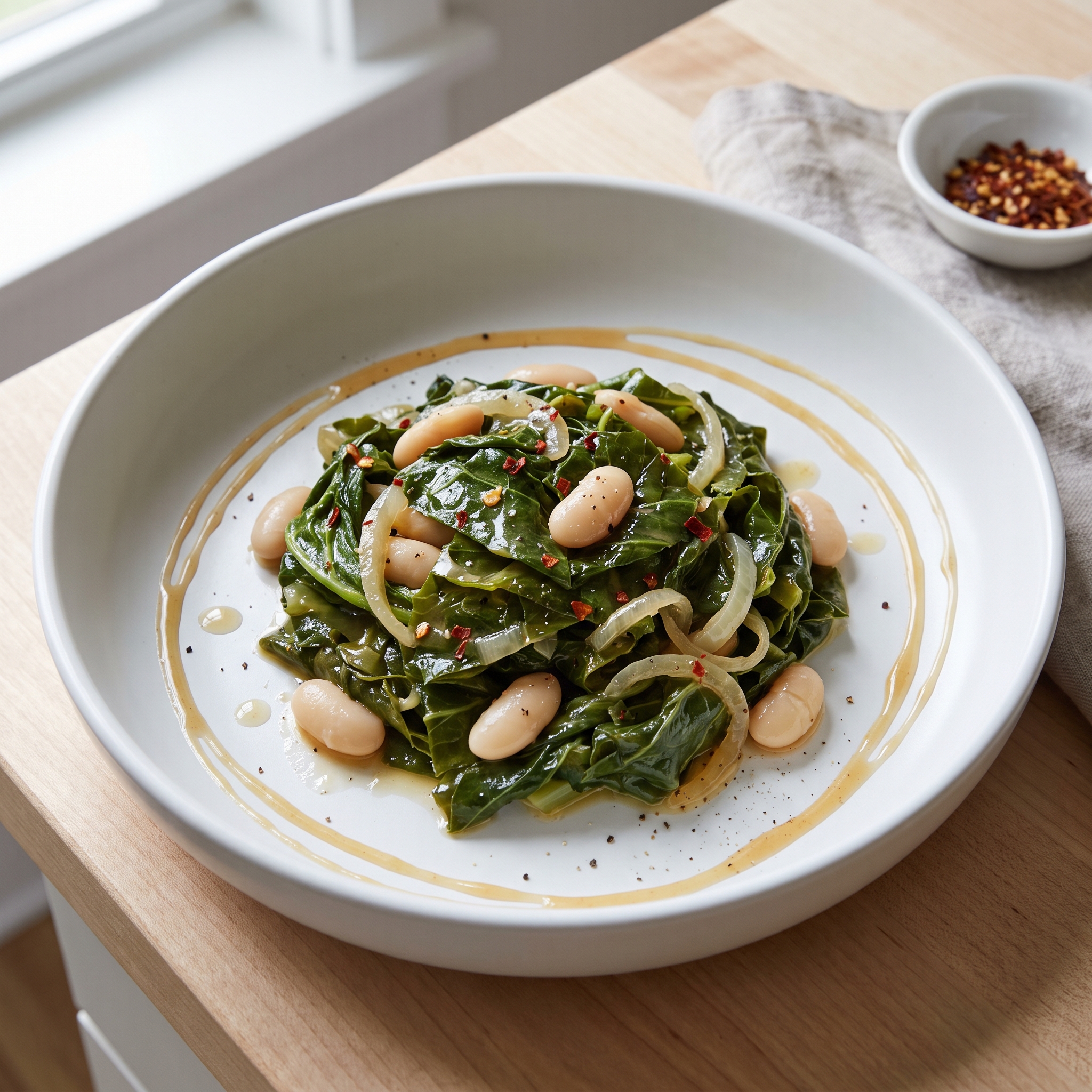 Beans and Mustard Greens Skillet