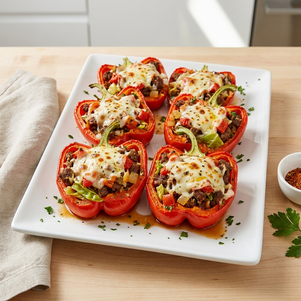 Beef-and-Cabbage Stuffed Red Peppers