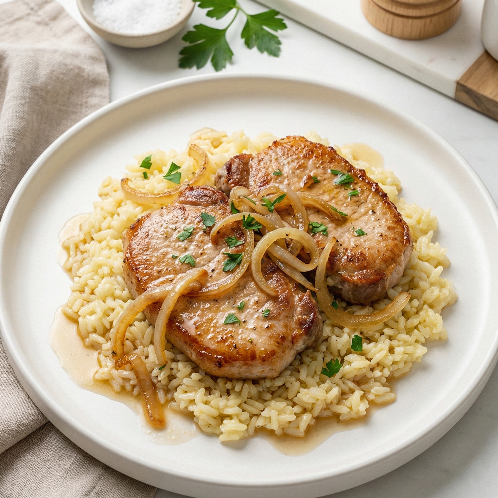Beef Consommé-Baked Pork Chops