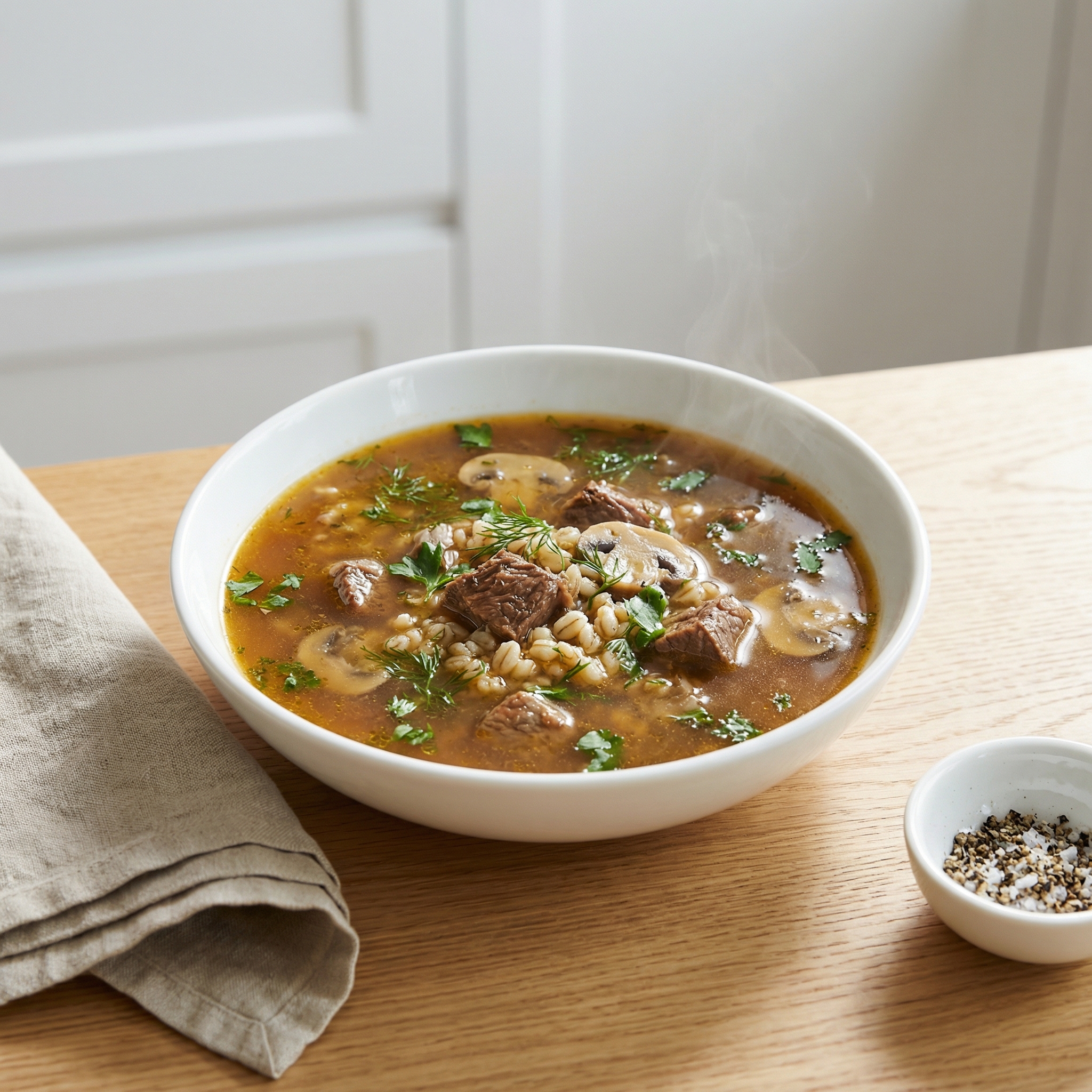 Grandpa’s Hearty Beef, Mushroom & Barley Soup