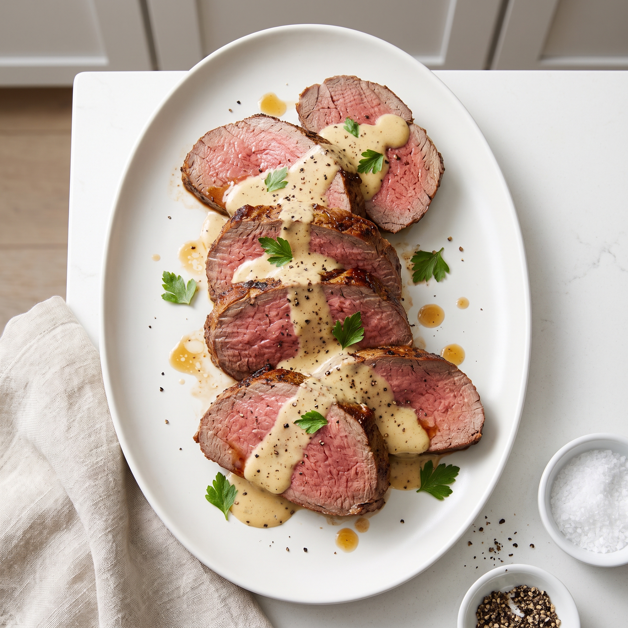 Beef Tenderloin with Creamy Dijon Sauce